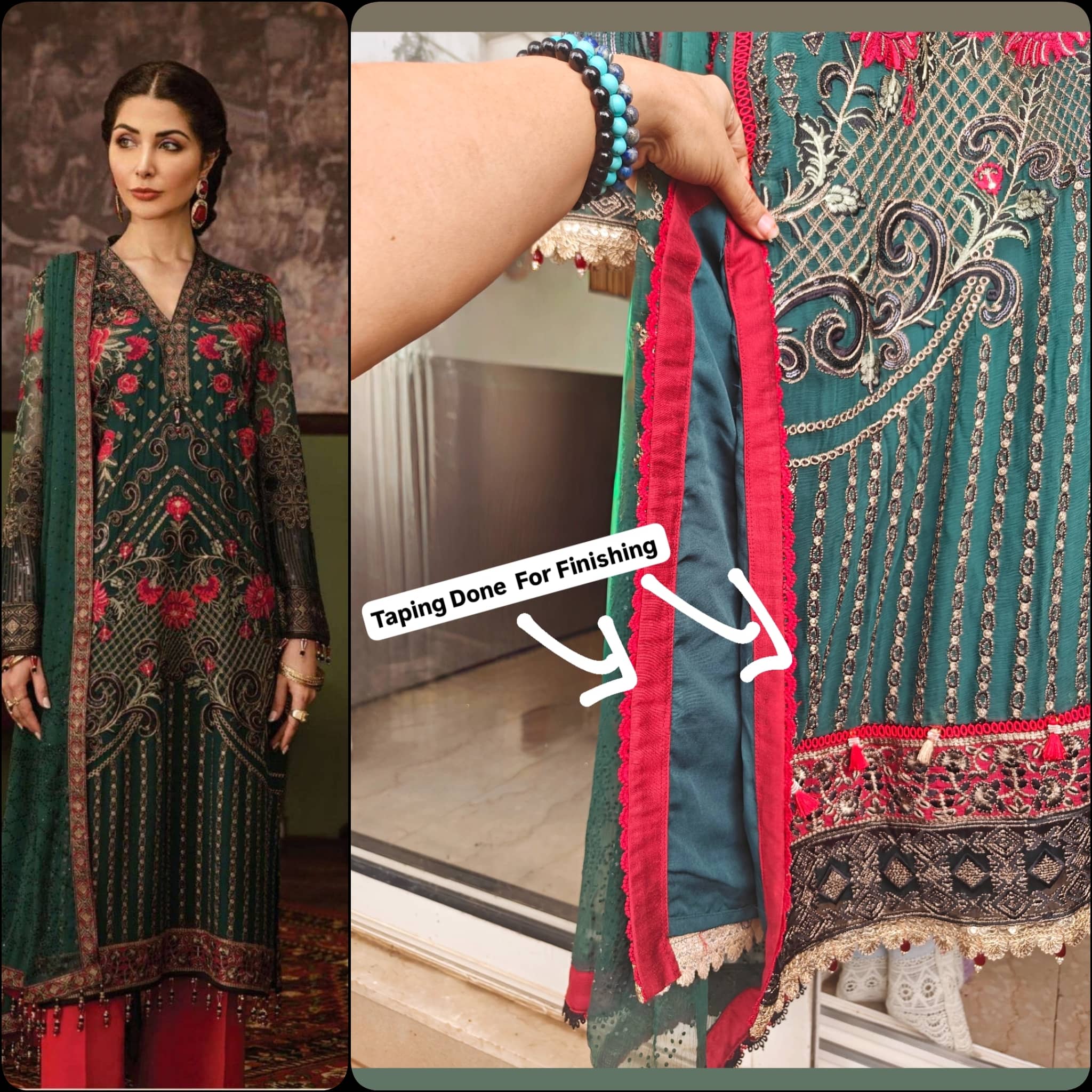 Ready To Wear/Stitched Flossie Embroidered Chiffon/Size L/Ruby Woa