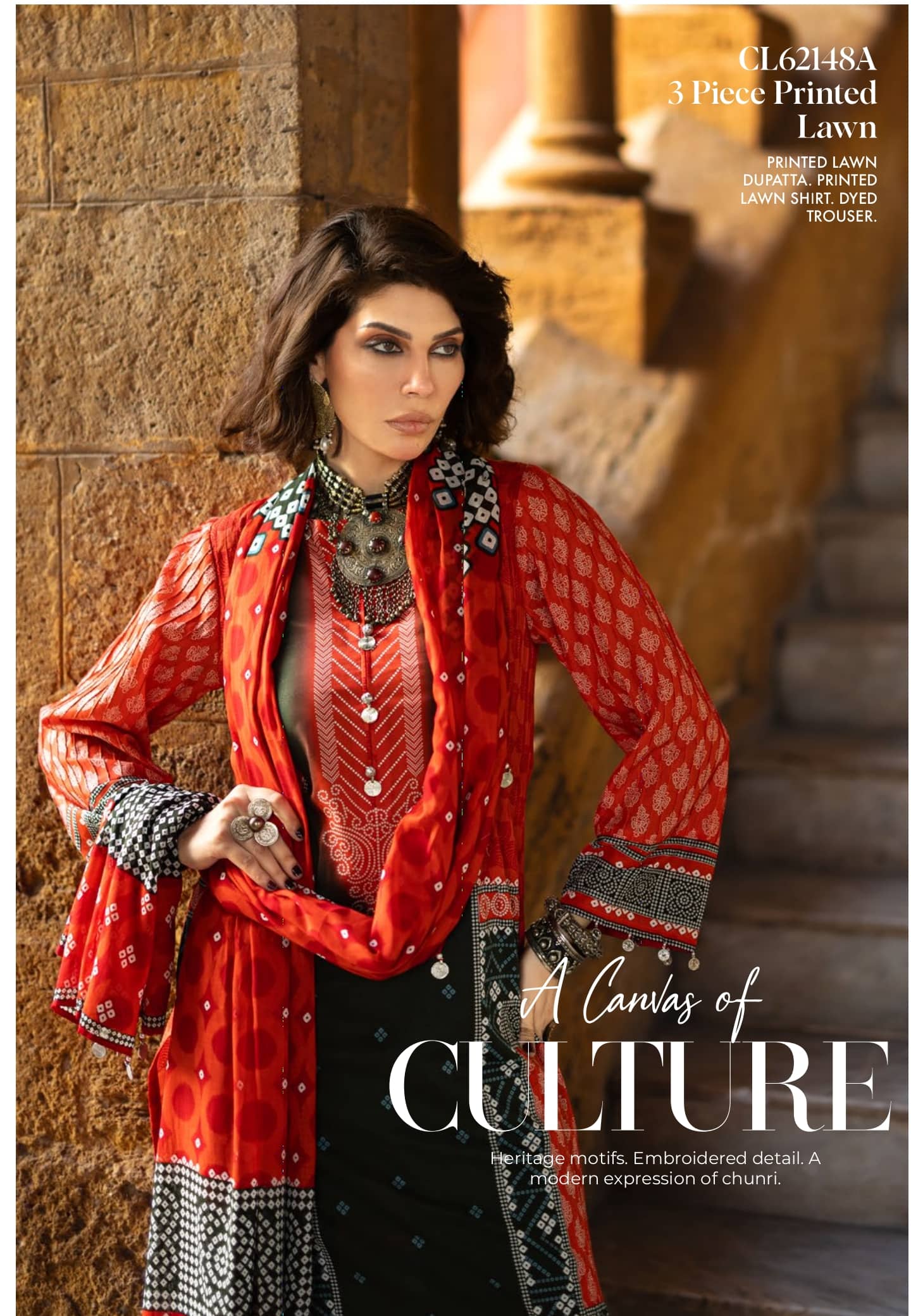 Restocked/Gul Ahmed Chunari Lawn 26/CL62148A