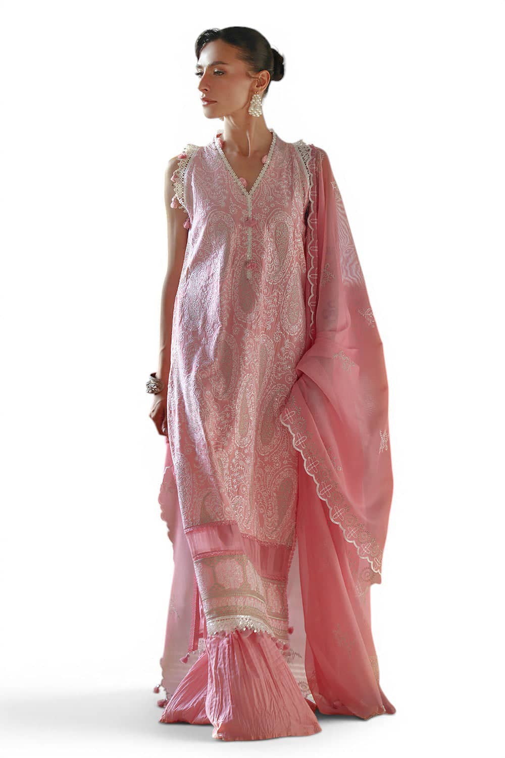 Gul Ahmed Luxury Eid 26/FE 52164/Embroideried Dupatta