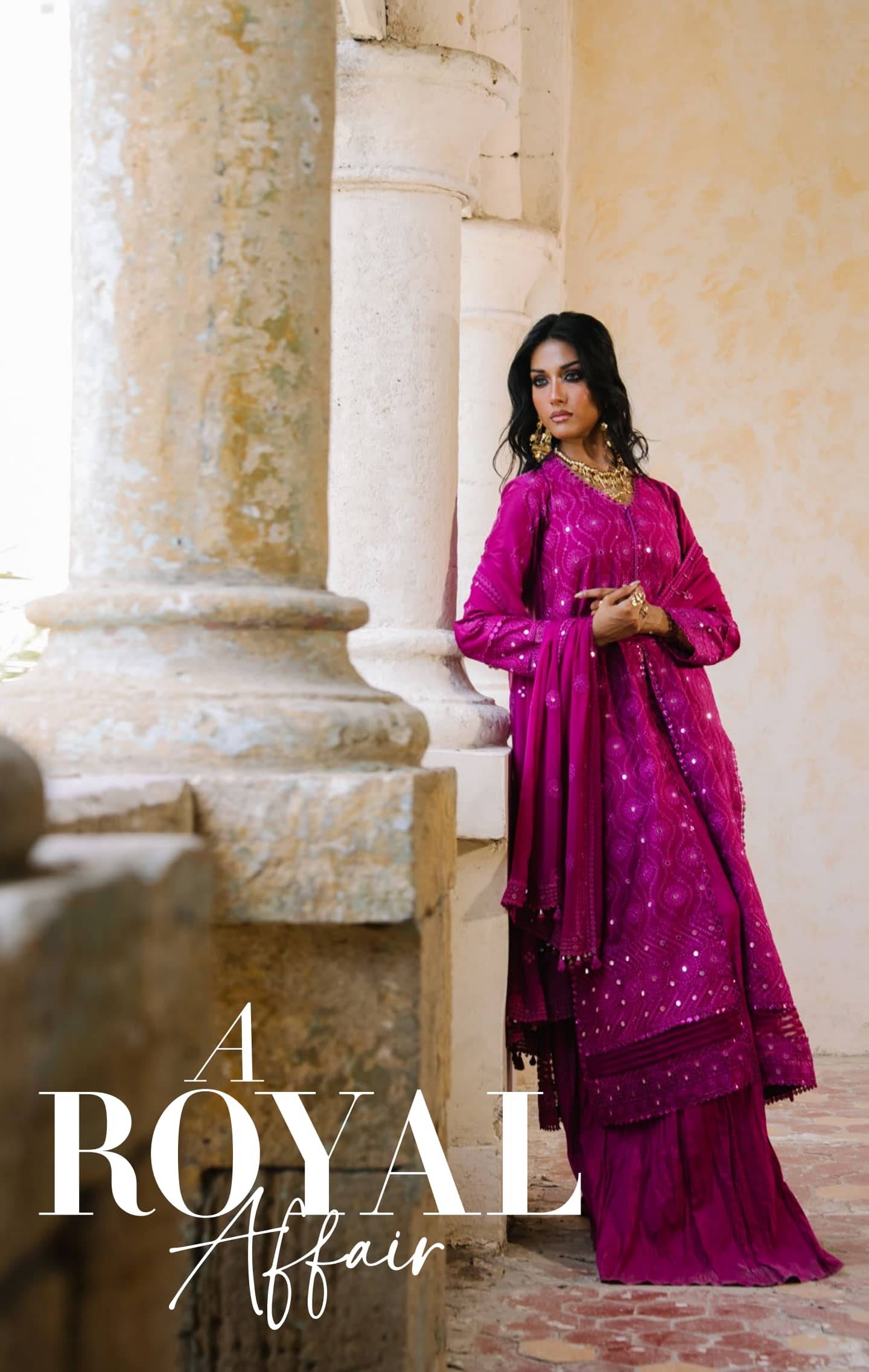 Gul Ahmed Luxury Eid 26/PM62069/Embroideried Chiffon Dupatta