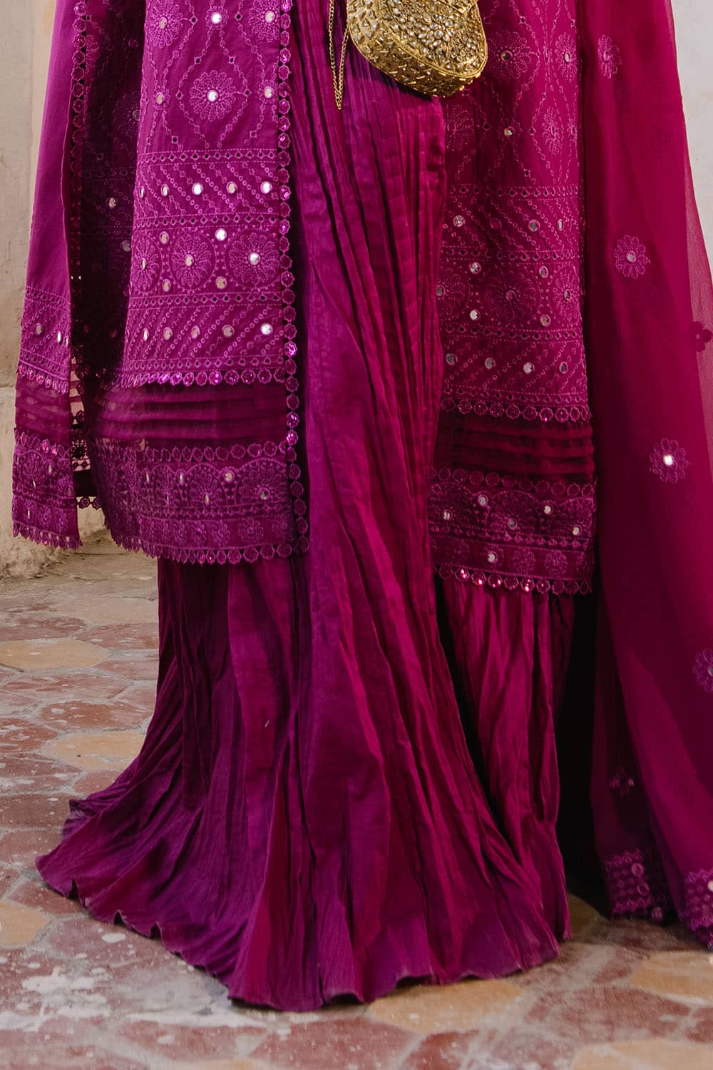 Gul Ahmed Luxury Eid 26/PM62069/Embroideried Chiffon Dupatta