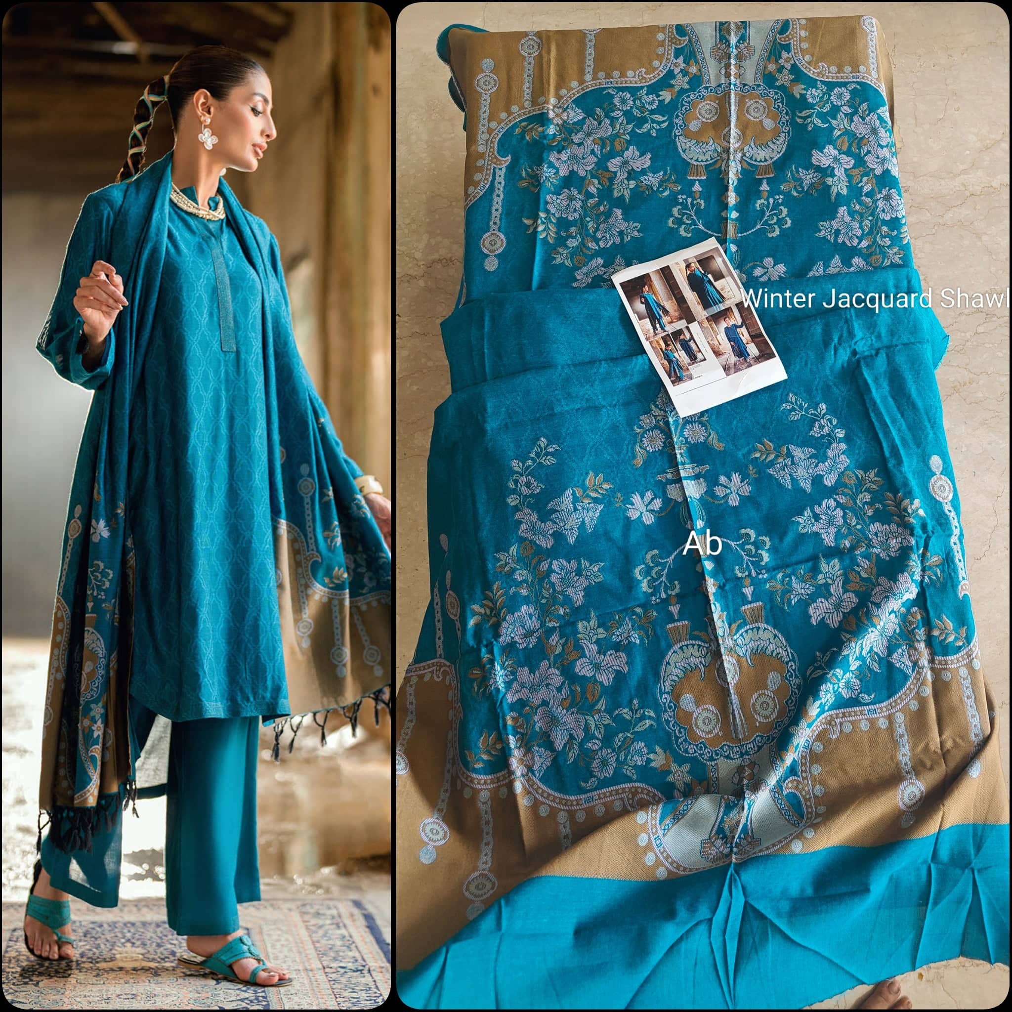 Gul Ahmed open pics Open Pic/Gul Ahmed Luxe Winter/MJ 52041/Jacquard Shawl