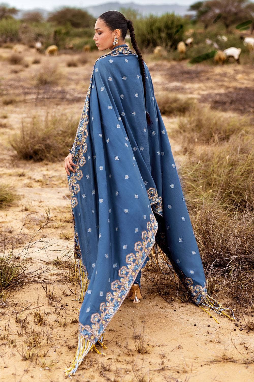 Gul Ahmed Luxe Patjhaar/Embroidered Pashmina Suit with Embroidered Shawl AP-52008