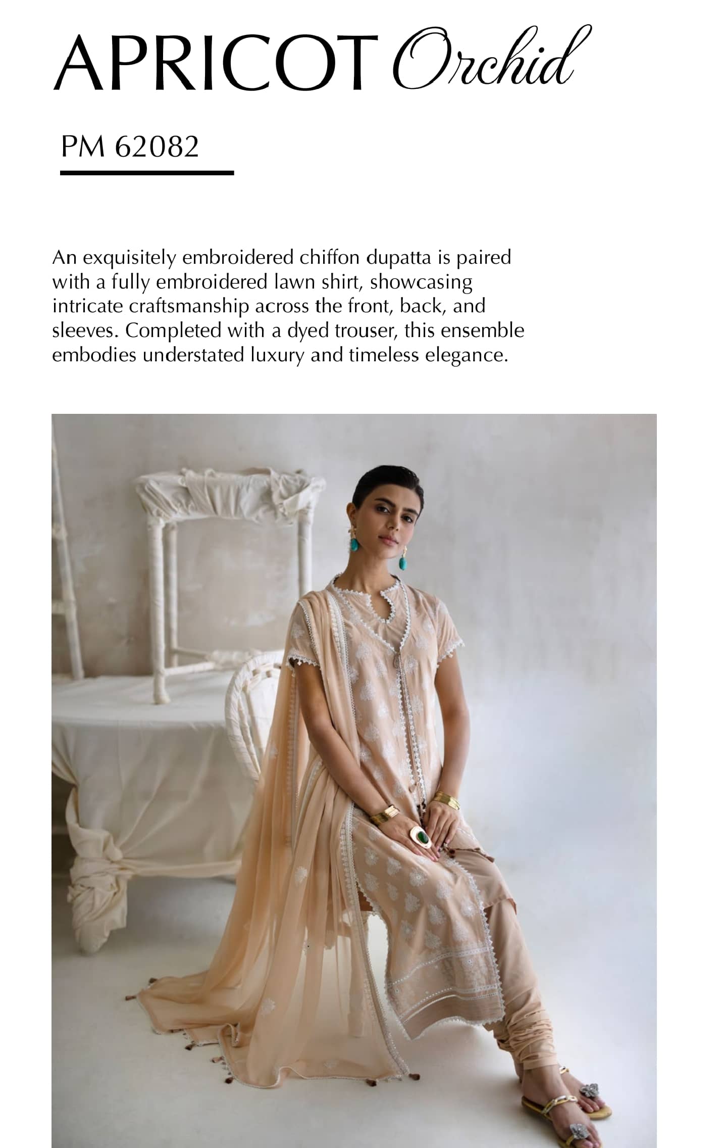 Gul Ahmed Luxe Summer/Apricot Orchid/PM 62082