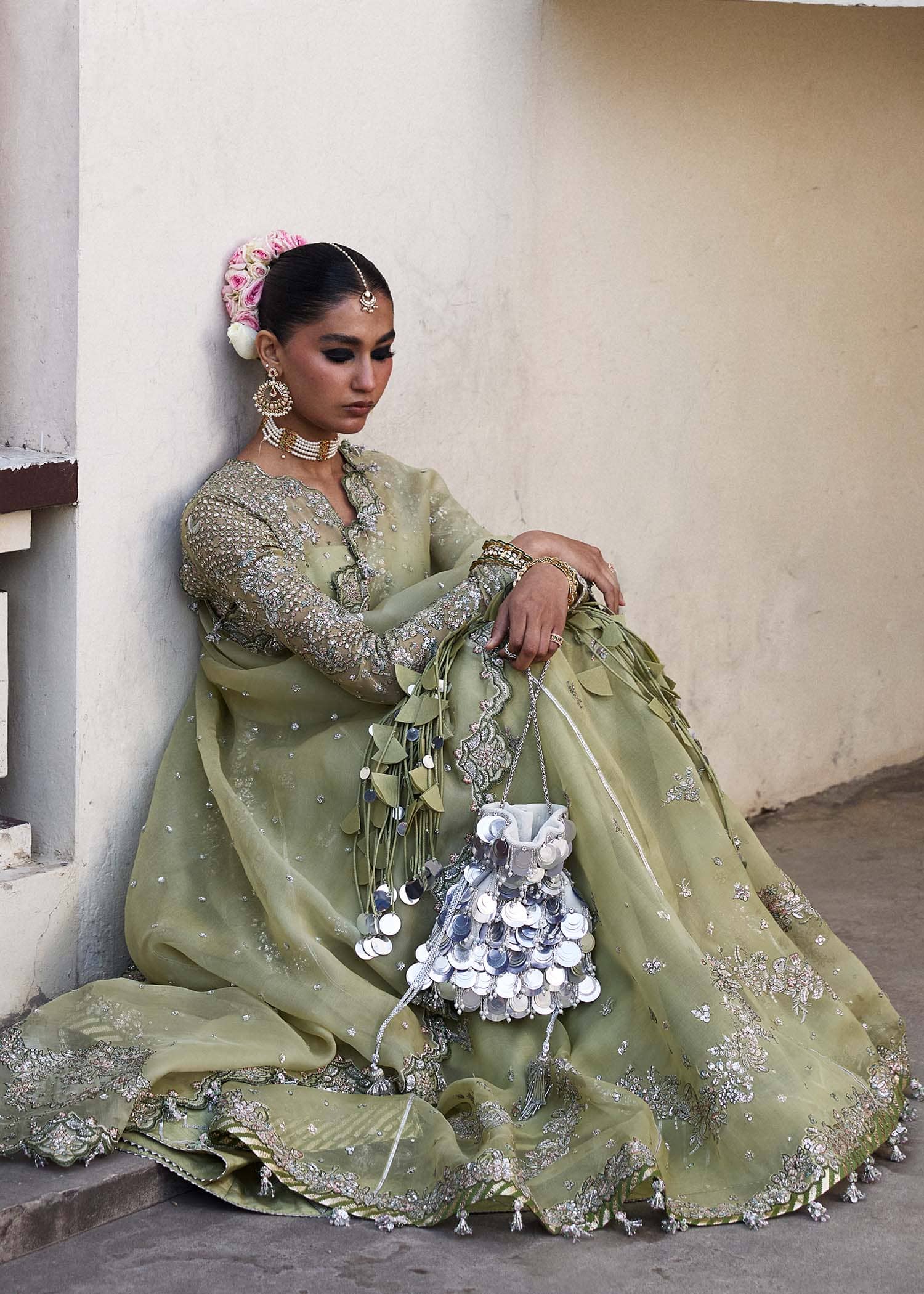 Hussain Rehar Darling Couture Dressing/Tahiri/Apple Green