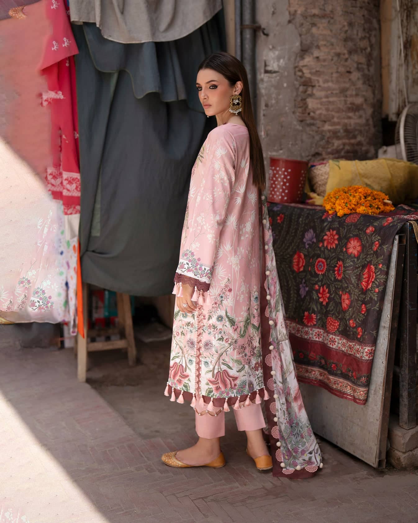 Jade Urbane Prints 26/Veloura/Peach/Chiffon Dupatta