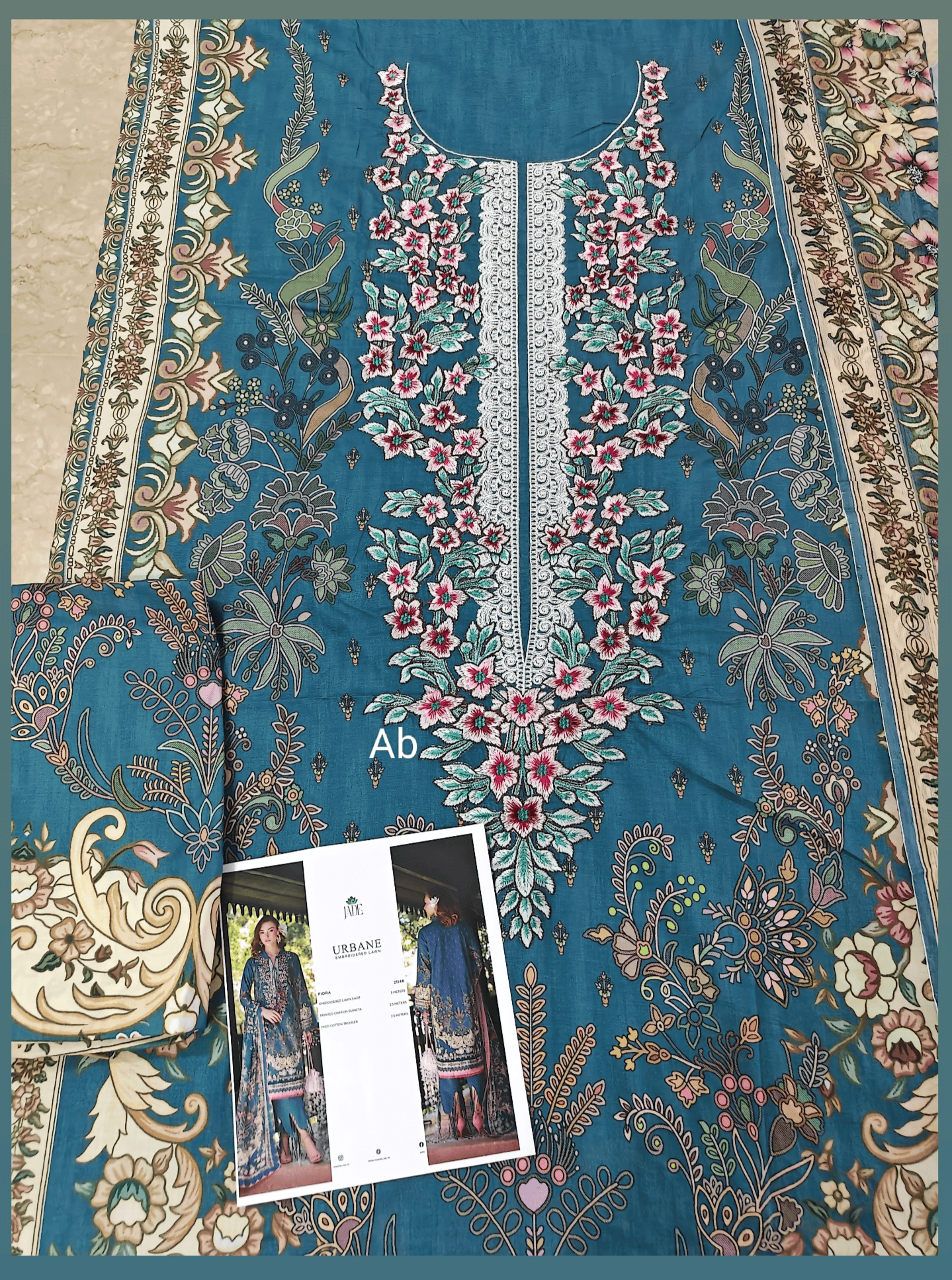 Open Pic /Jade Urbane Embroideried Lawn 26/Flora
