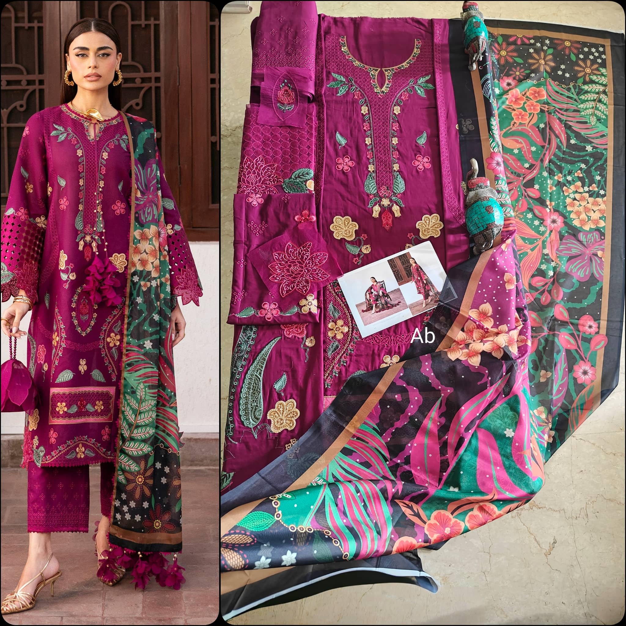 Open Pic/Jazmin Shahkaar Lawn/SL26-D01/Tissue Silk Dupatta