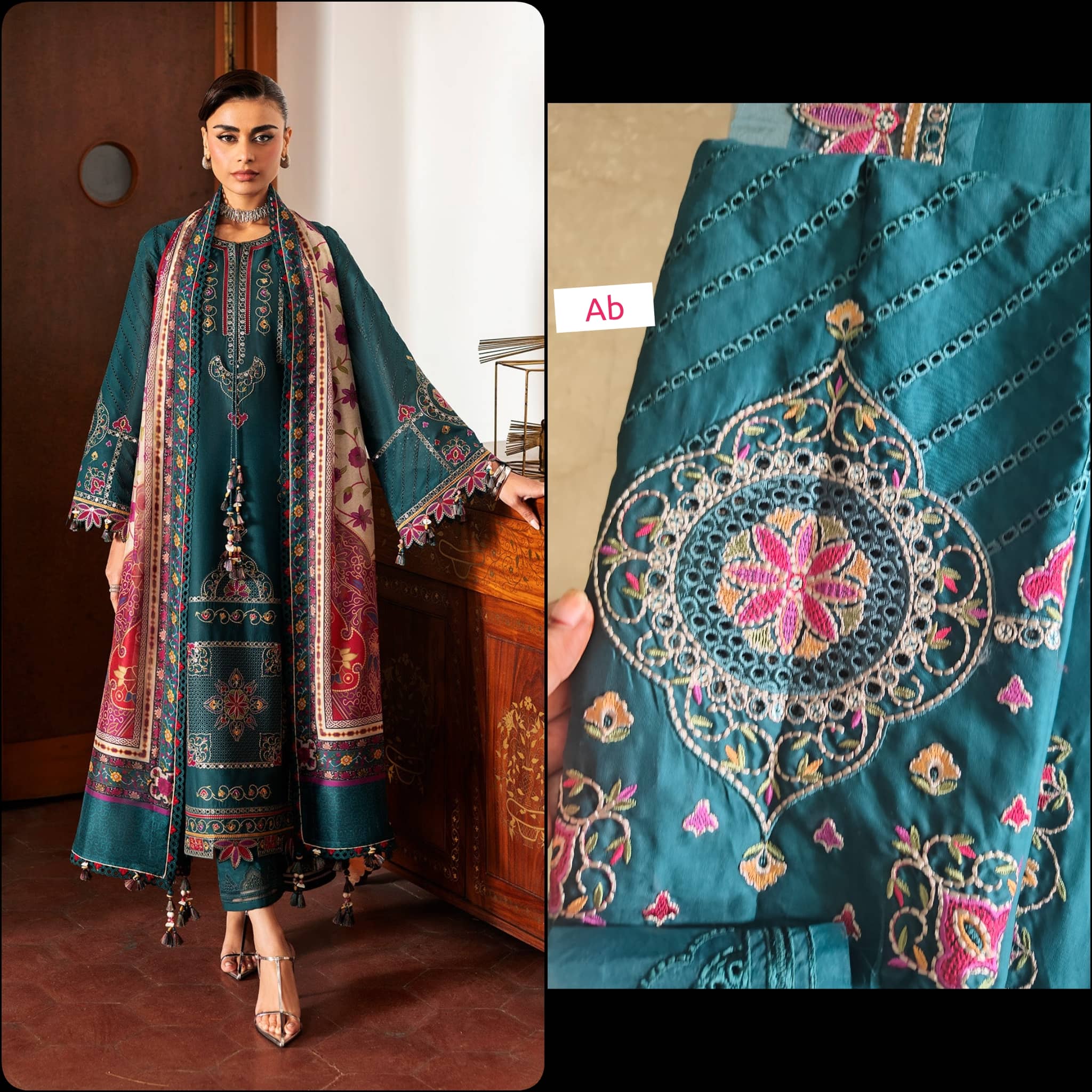 Open Pic/Jazmin Shahkaar Lawn/SL26-D10/Tissue Silk Dupatta