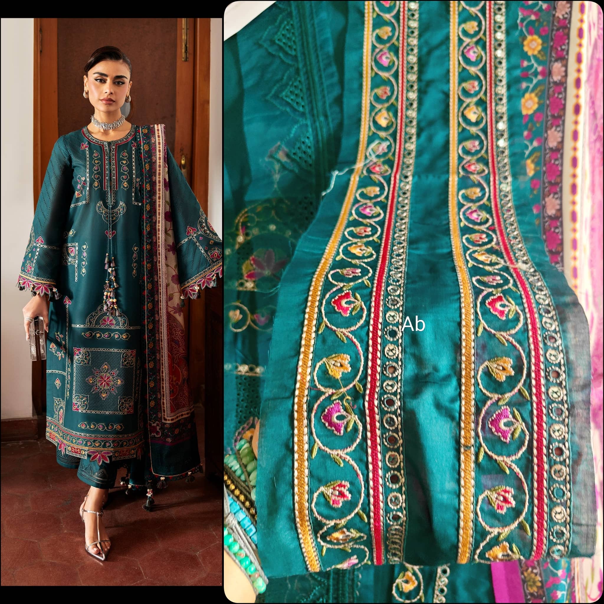 Open Pic/Jazmin Shahkaar Lawn/SL26-D10/Tissue Silk Dupatta