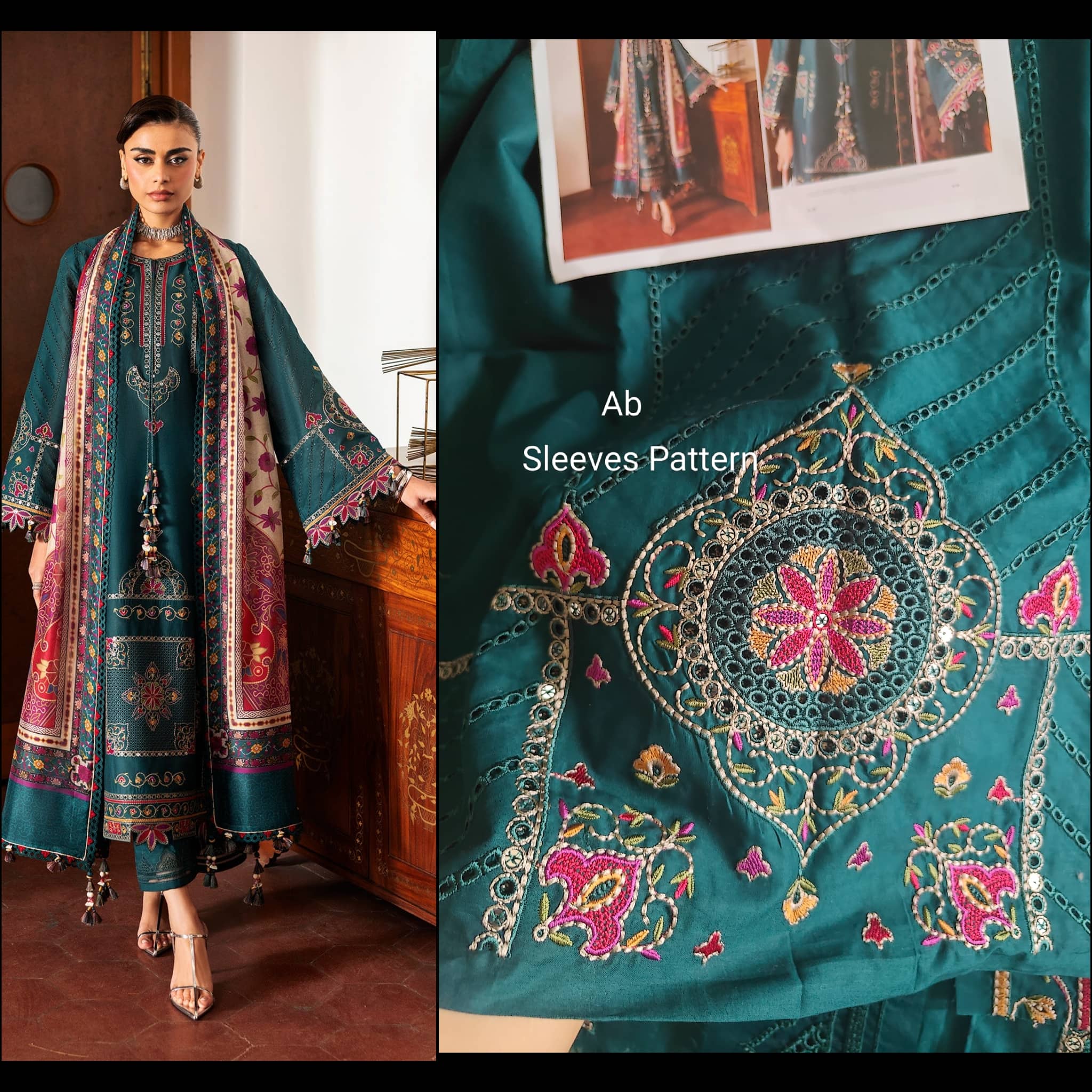 Open Pic/Jazmin Shahkaar Lawn/SL26-D10/Tissue Silk Dupatta
