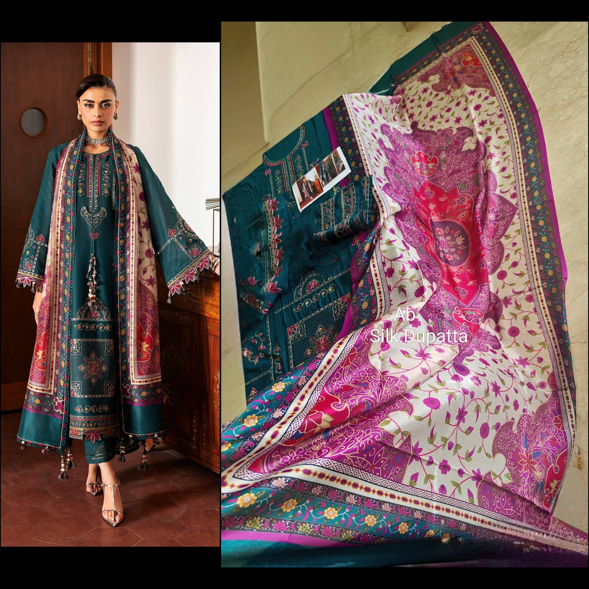Open Pic/Jazmin Shahkaar Lawn/SL26-D10/Tissue Silk Dupatta