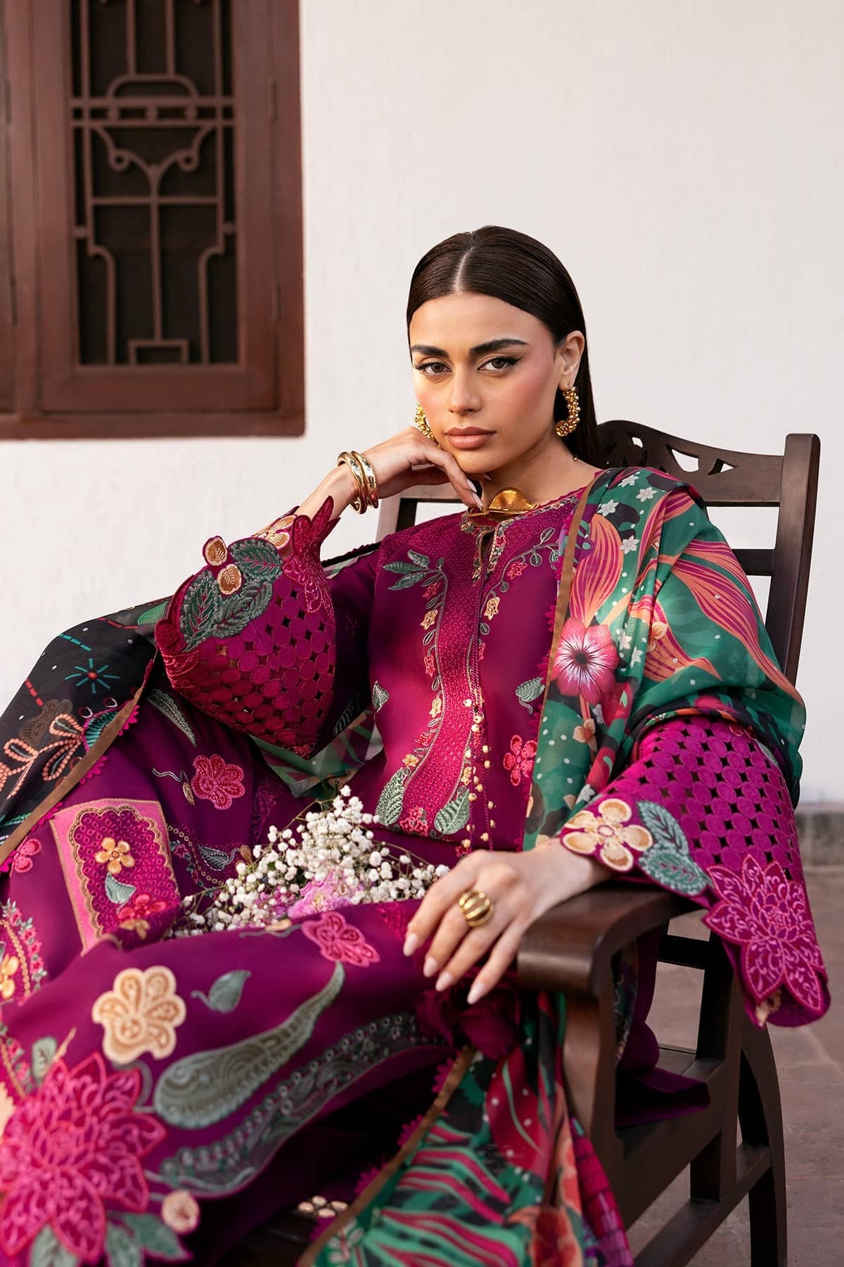 Jazmin Shahkaar Lawn/SL26-D01/Tissue Silk Dupatta