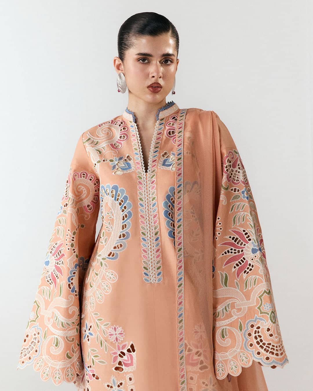 Hot🔥Seller/Jugnu Lahore Lawn/Vol 3/Nila/Peach/Embroideried Chiffon Dupatta