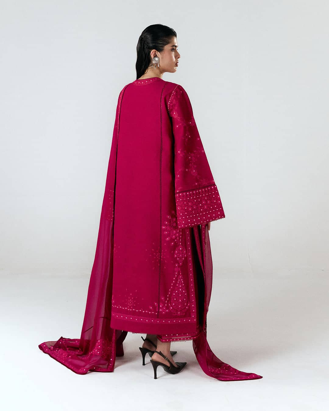 Hot🔥Seller/Jugnu Lahore Lawn/Vol 3/Sela/Red/Chiffon Embroideried Dupatta