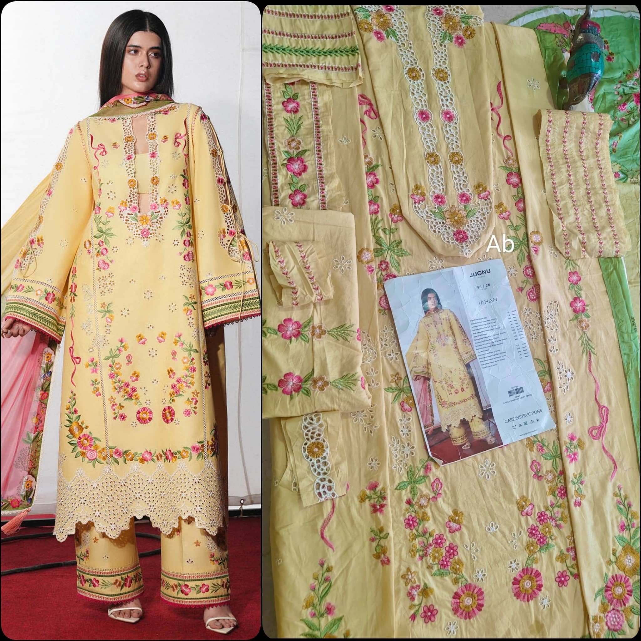 Hot🔥Seller‼️Open Pic/Jugnu Lahore Lawn/Butter Yellow