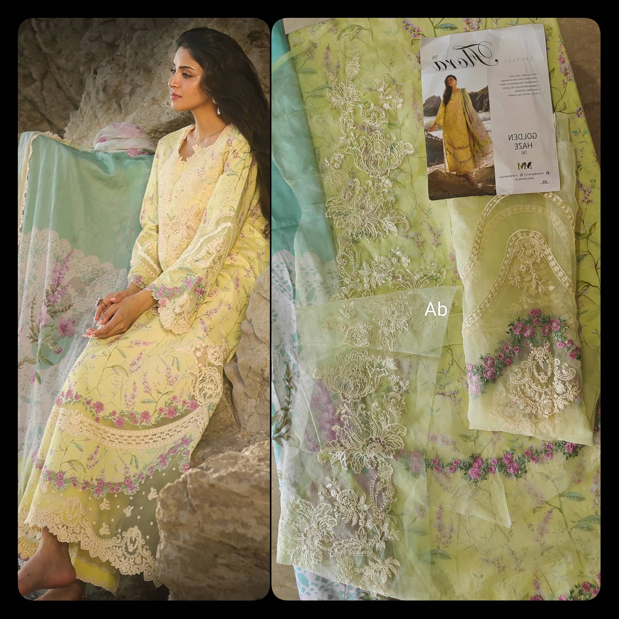 Open Pic/Manara Luxury Lawn 26/Golden Haze/Lime Yellow