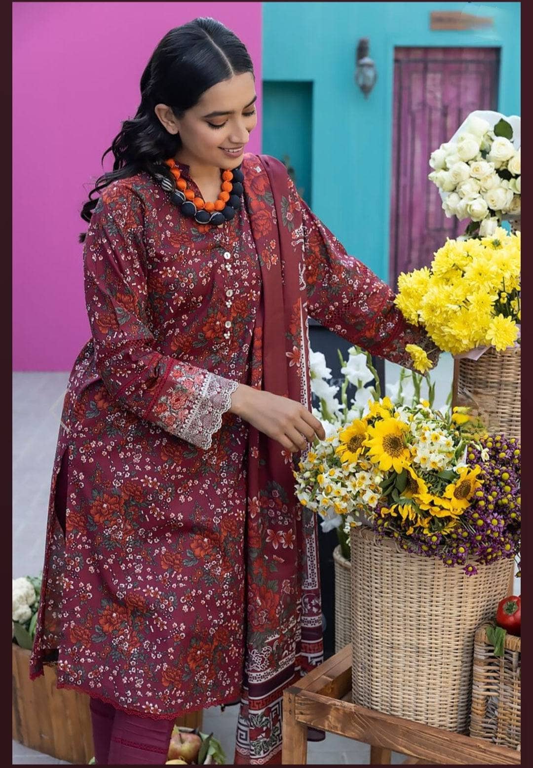 Khaadi Luxury Lawn Collection Khaadi Lawn 24/BLA231238/Shirt Dupatta Bottom Set