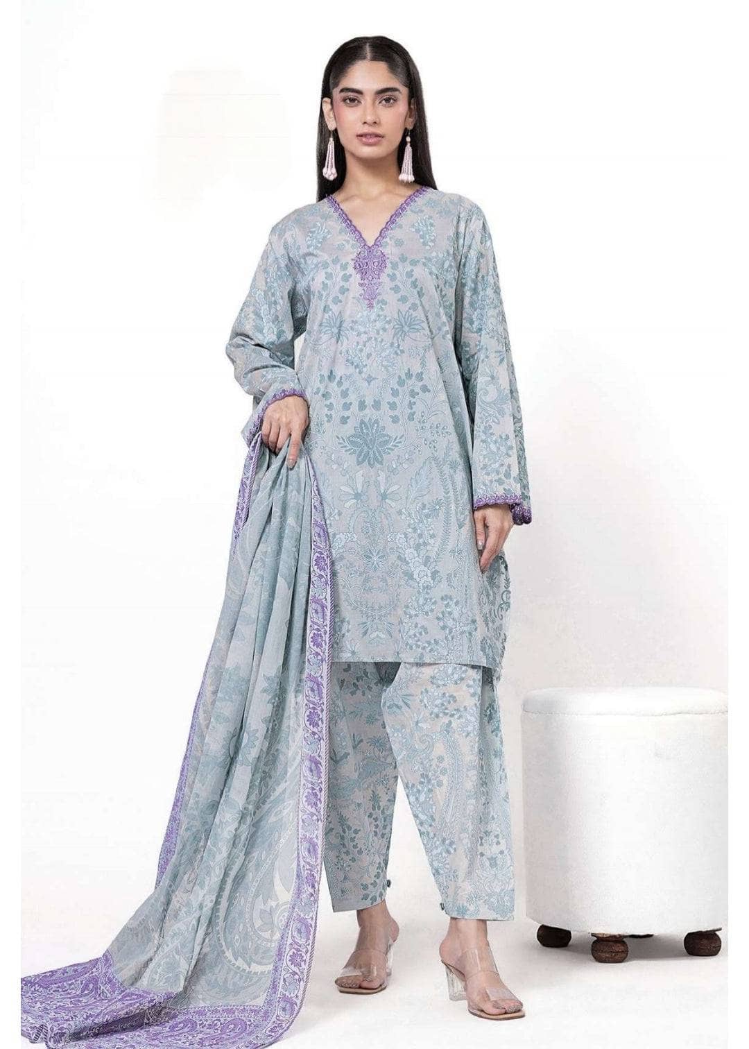 Khaadi Lawn 25/Shirt Dupatta Bottom Set/SS102B