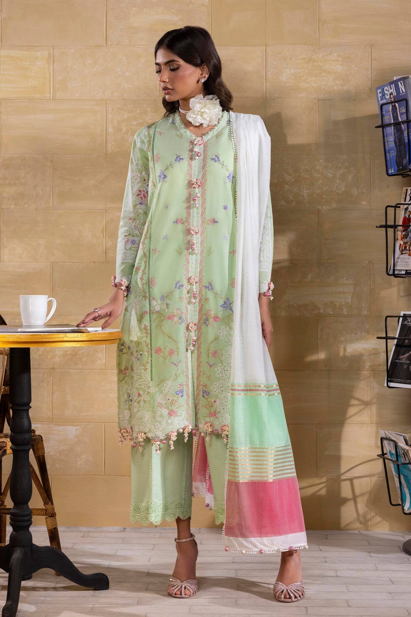 Restocked/Sana Safinaz Muzlin Lawn 25/Vol 1/6A/Light Green