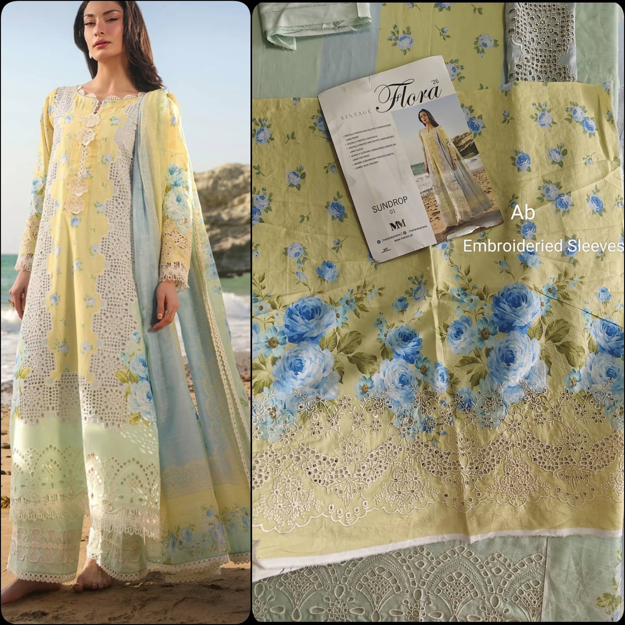 Sale‼️Manara Luxury Lawn 26/Sundrop/Lemon