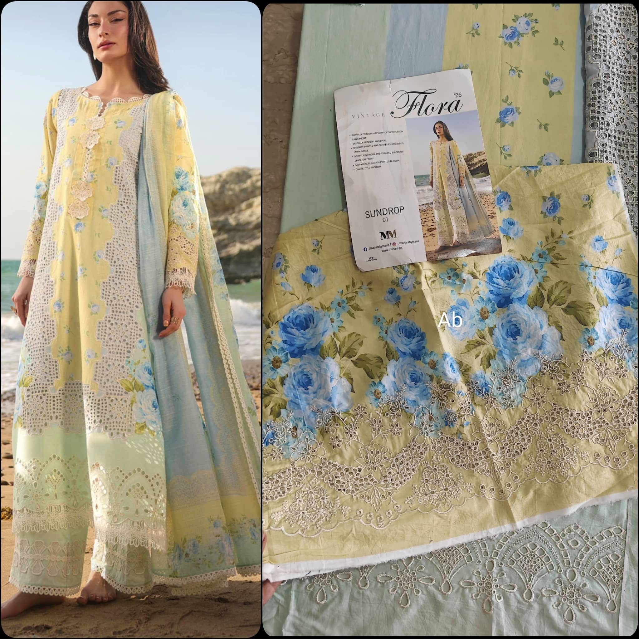 Sale‼️Manara Luxury Lawn 26/Sundrop/Lemon