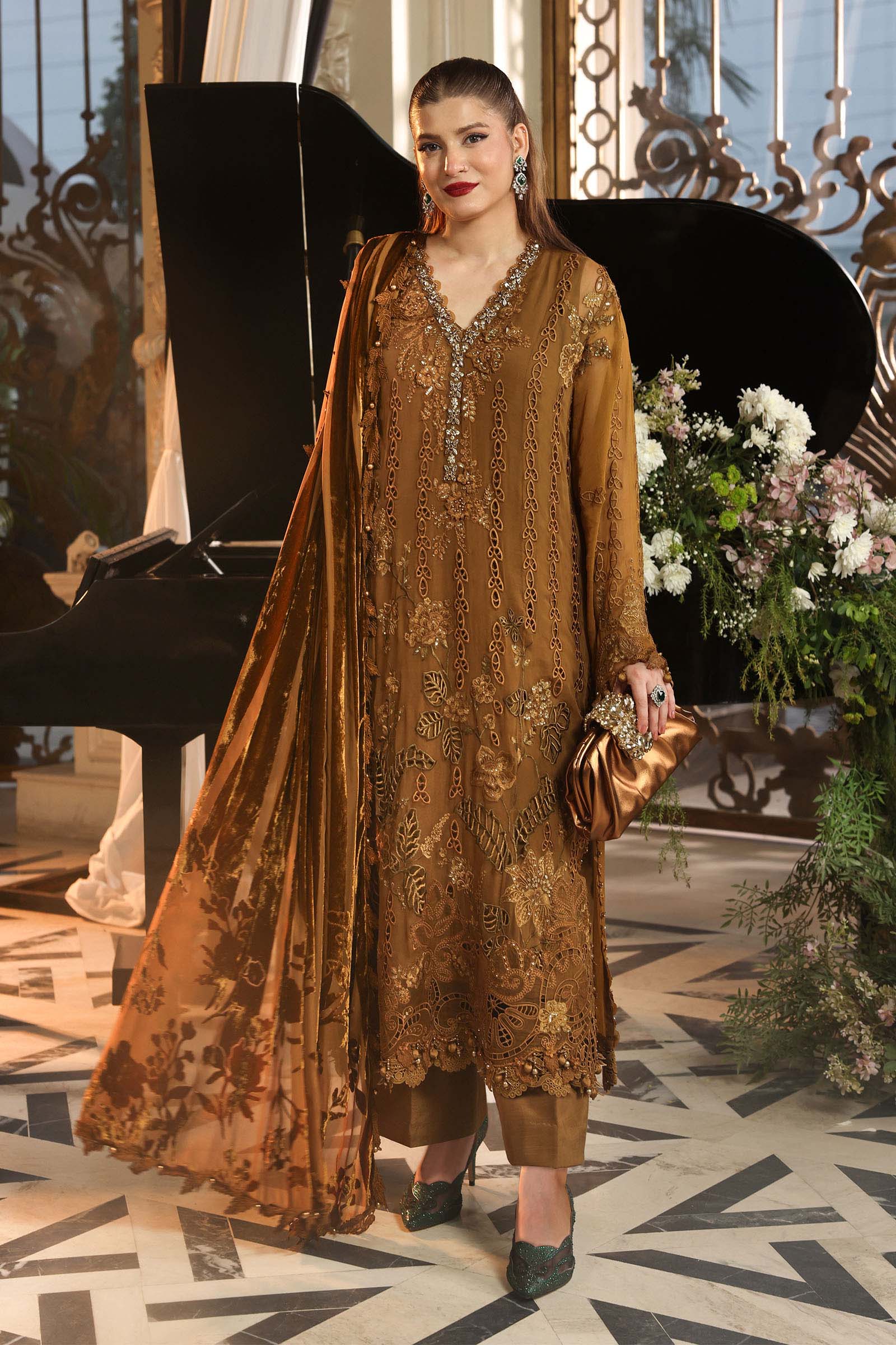 Hot🔥Seller/Maria B Chiffon/ Royal Tea Affair/05/Mustard