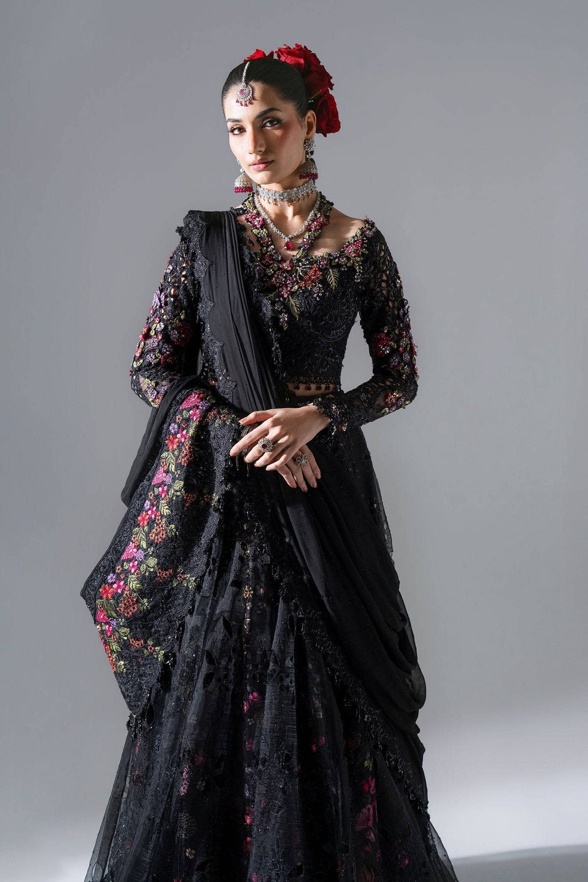 Hot🔥Seller/Maria B Mbroidered/BD-3101-Obsidian Garden/Black