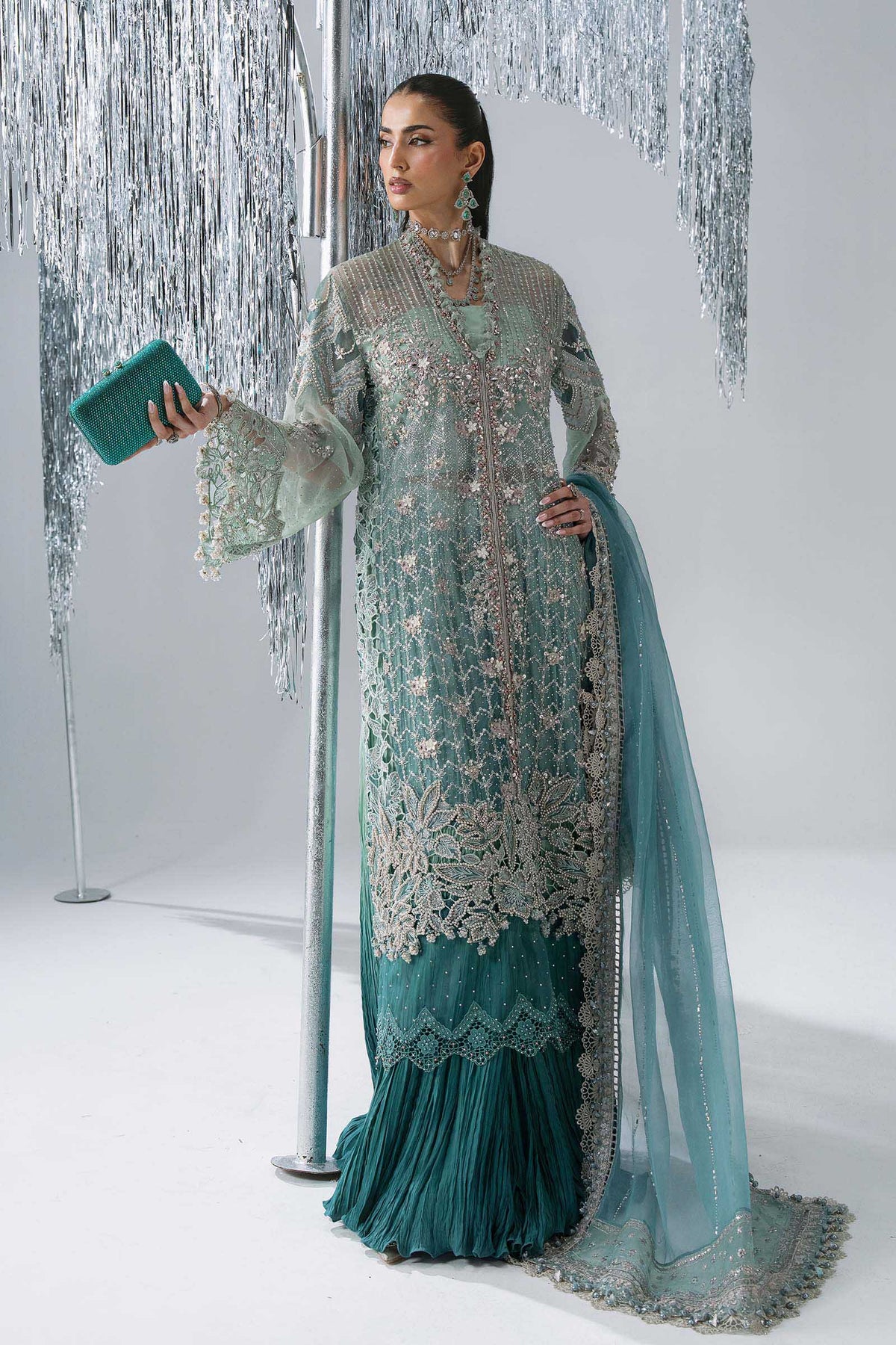 Hot🔥Seller/Maria B Mbroidered/BD-3107-Sea Green/Aqua & Sea Green