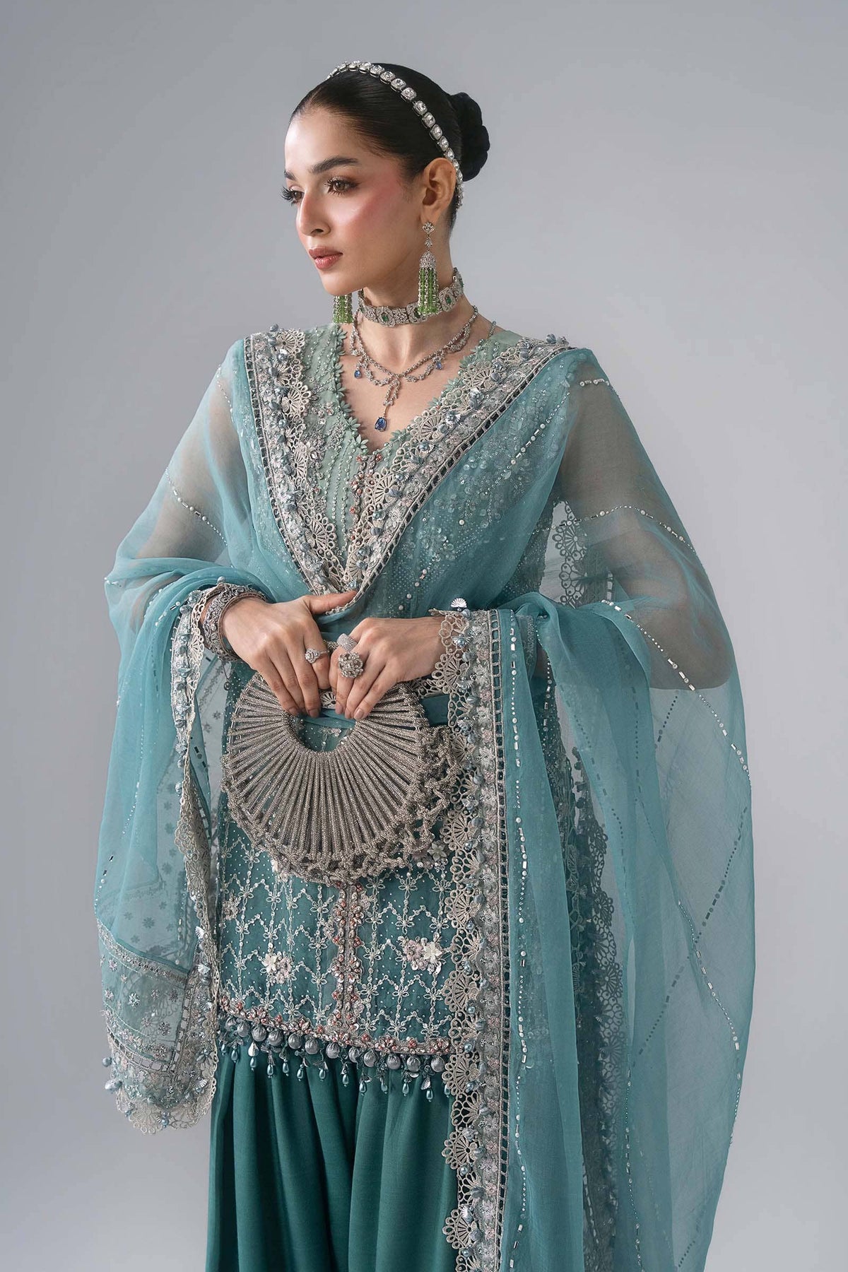 Hot🔥Seller/Maria B Mbroidered/BD-3107-Sea Green/Aqua & Sea Green