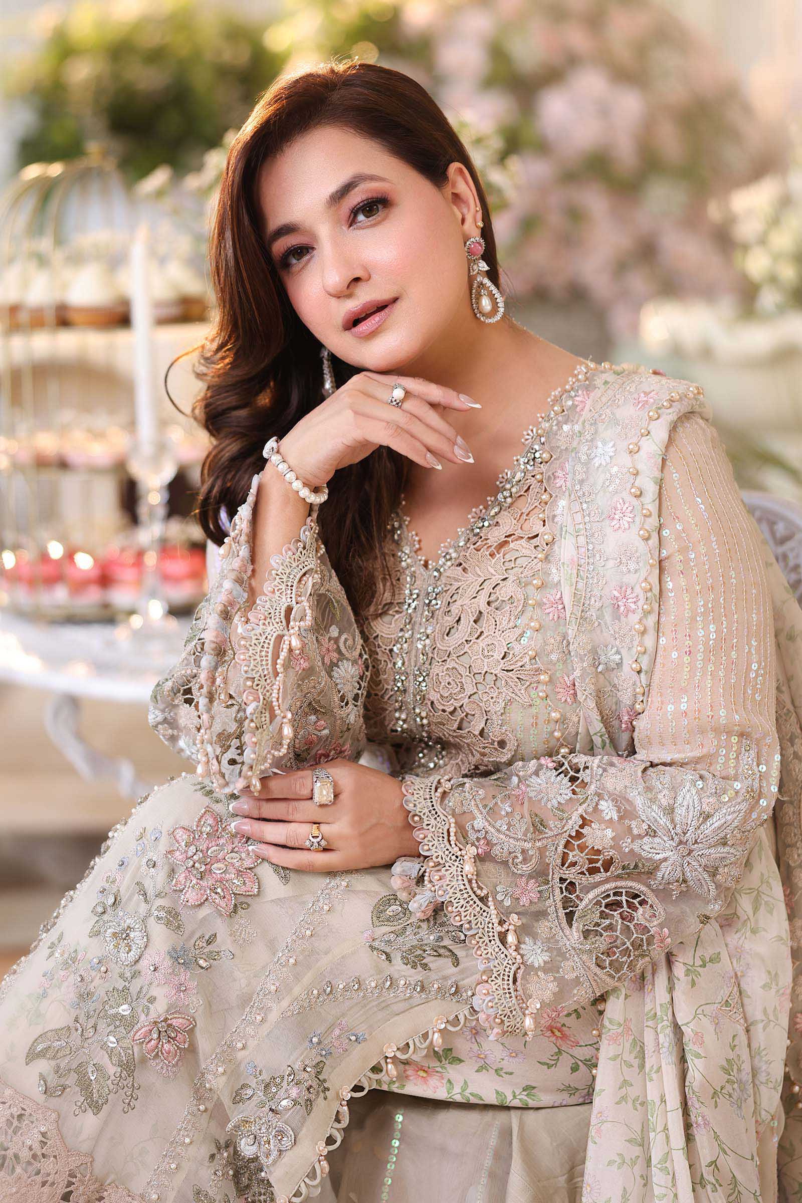Hot🔥Seller/Maria B Chiffon 26/D-07/Ivory Beige