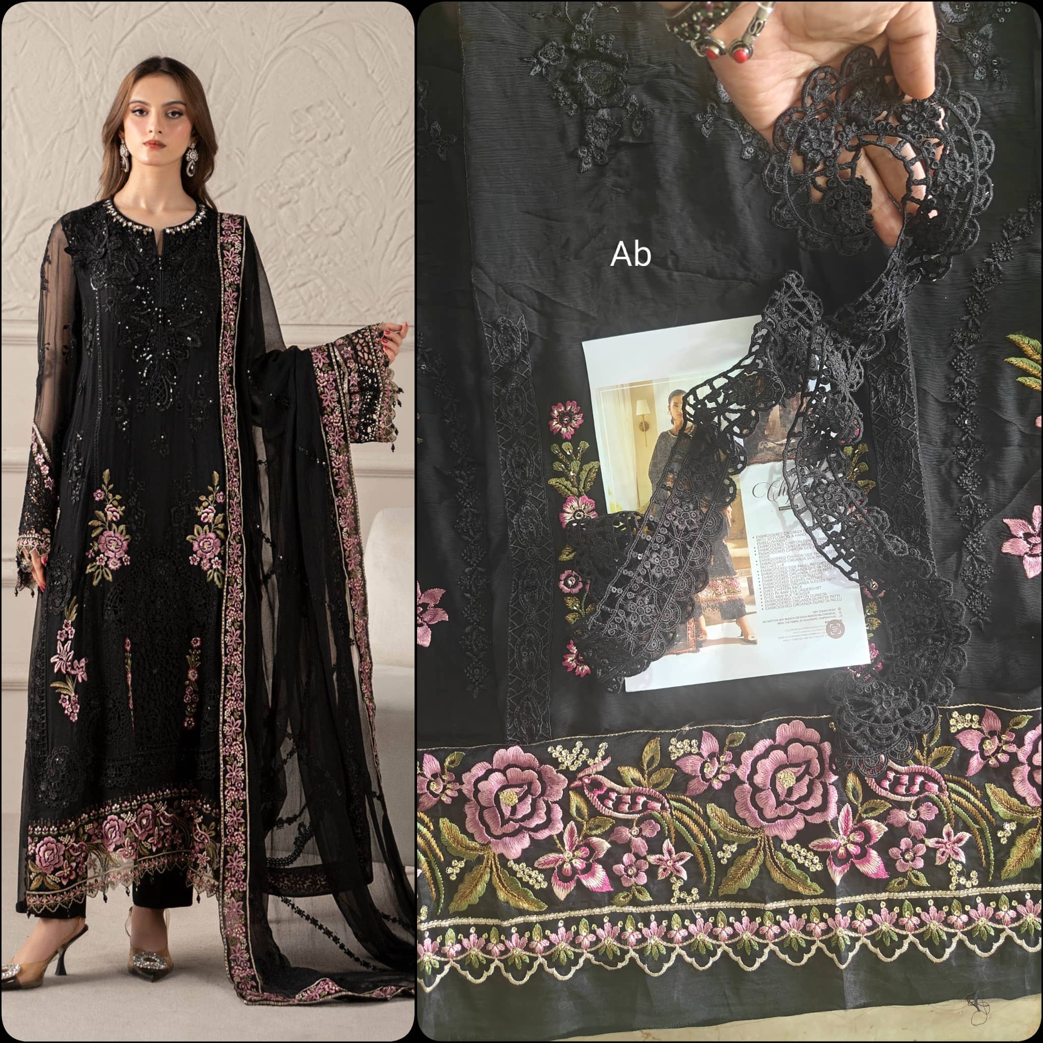 Sale!!Open Pic/Maria B Chiffon/MPC-25-104/Black