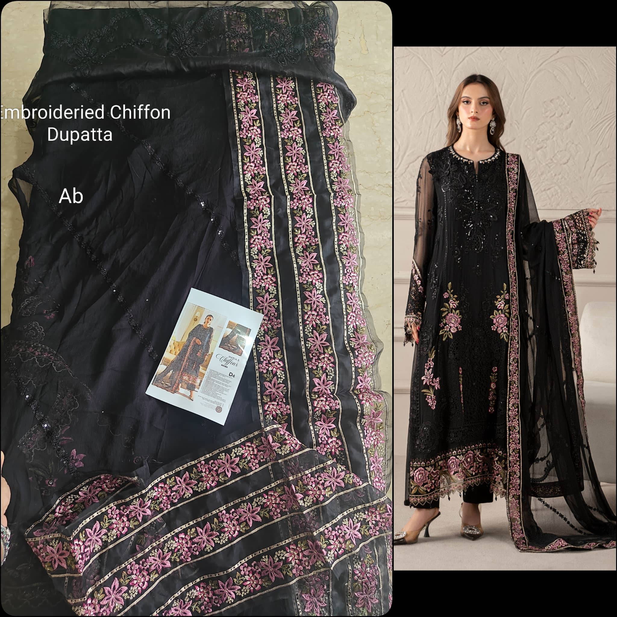 Sale!!Open Pic/Maria B Chiffon/MPC-25-104/Black