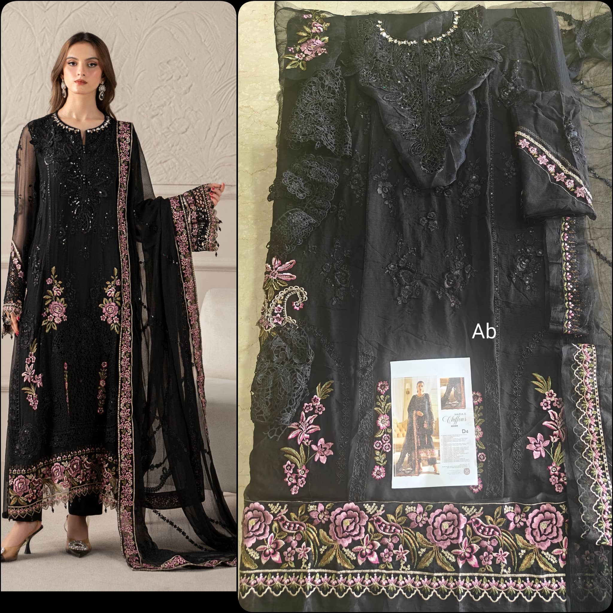 Sale!!Open Pic/Maria B Chiffon/MPC-25-104/Black