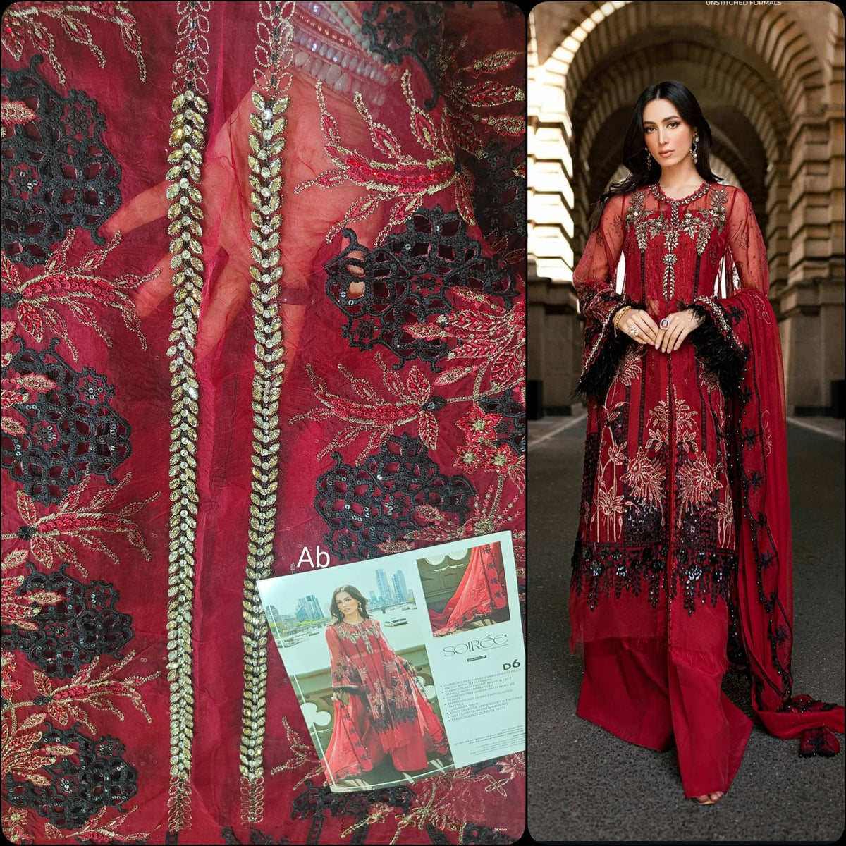Sale‼️Open Pic/Maria B Soiree Luxury Formals/D6/Red
