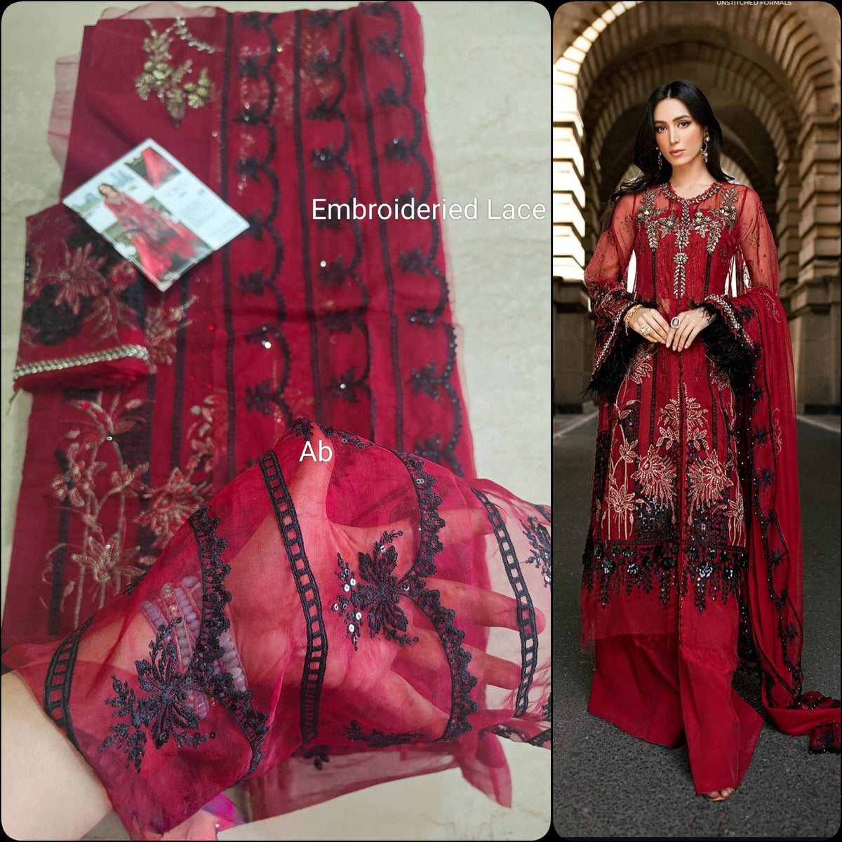 Sale‼️Open Pic/Maria B Soiree Luxury Formals/D6/Red