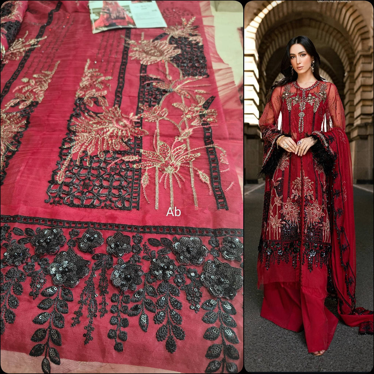 Sale‼️Open Pic/Maria B Soiree Luxury Formals/D6/Red
