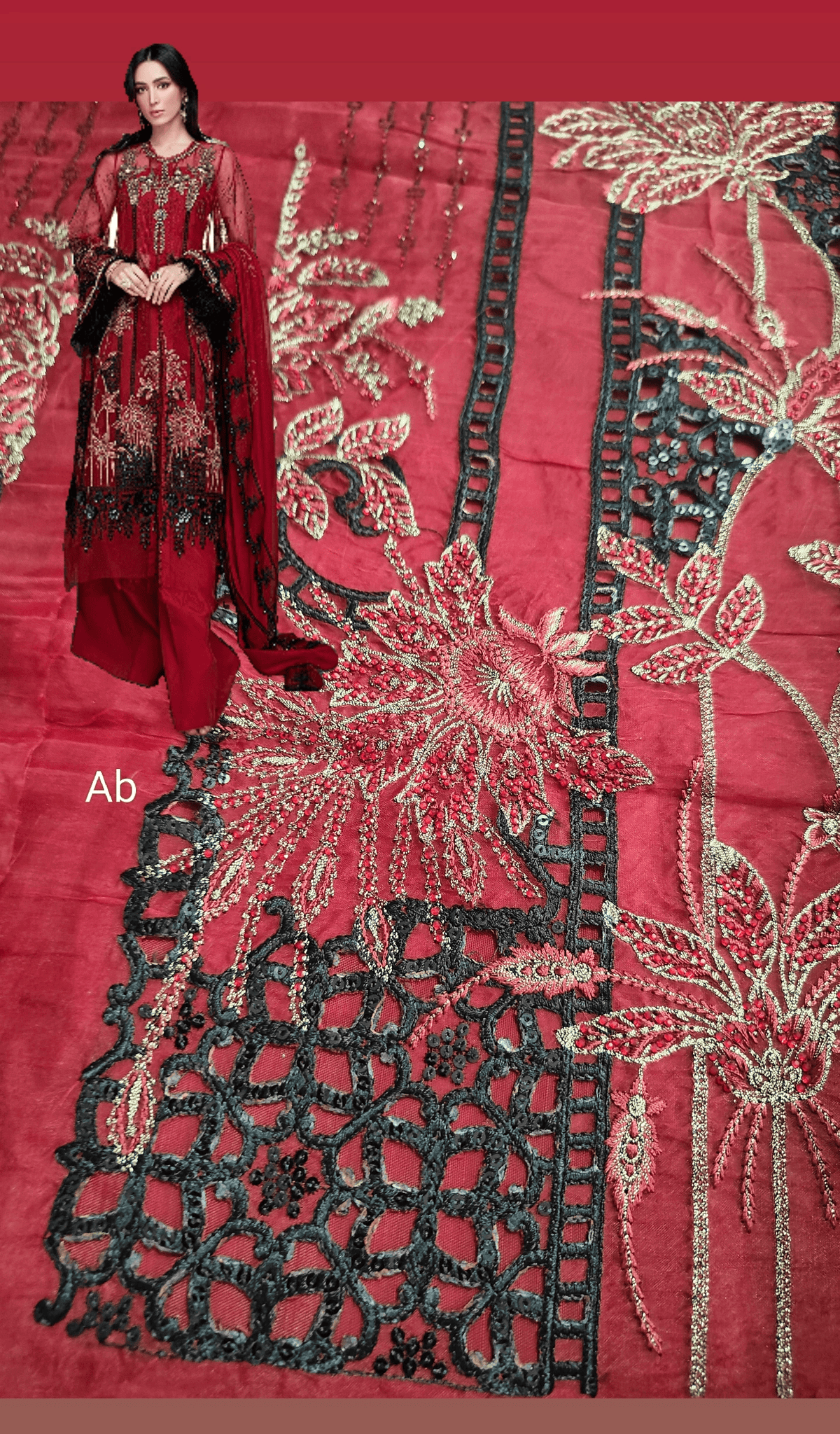 Sale‼️Open Pic/Maria B Soiree Luxury Formals/D6/Red