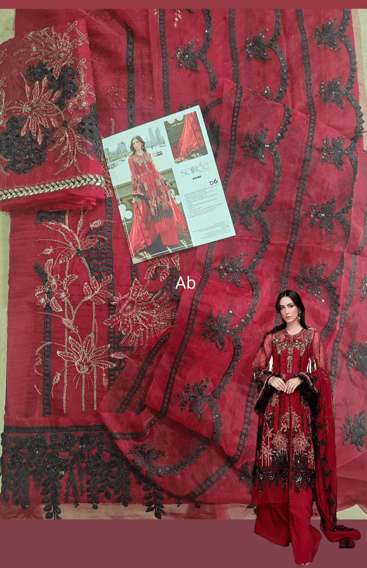 Sale‼️Open Pic/Maria B Soiree Luxury Formals/D6/Red