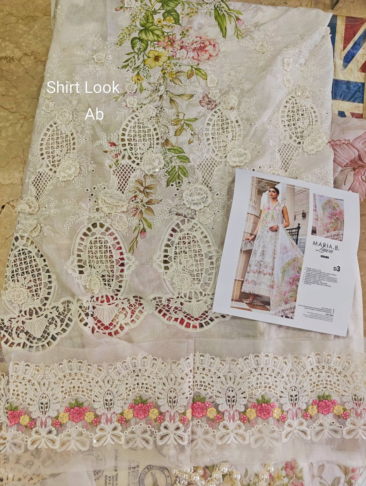 Open Pic/Hot🔥Seller‼️ Maria B Luxury Lawn 26/Vol 2/D-03/Off White