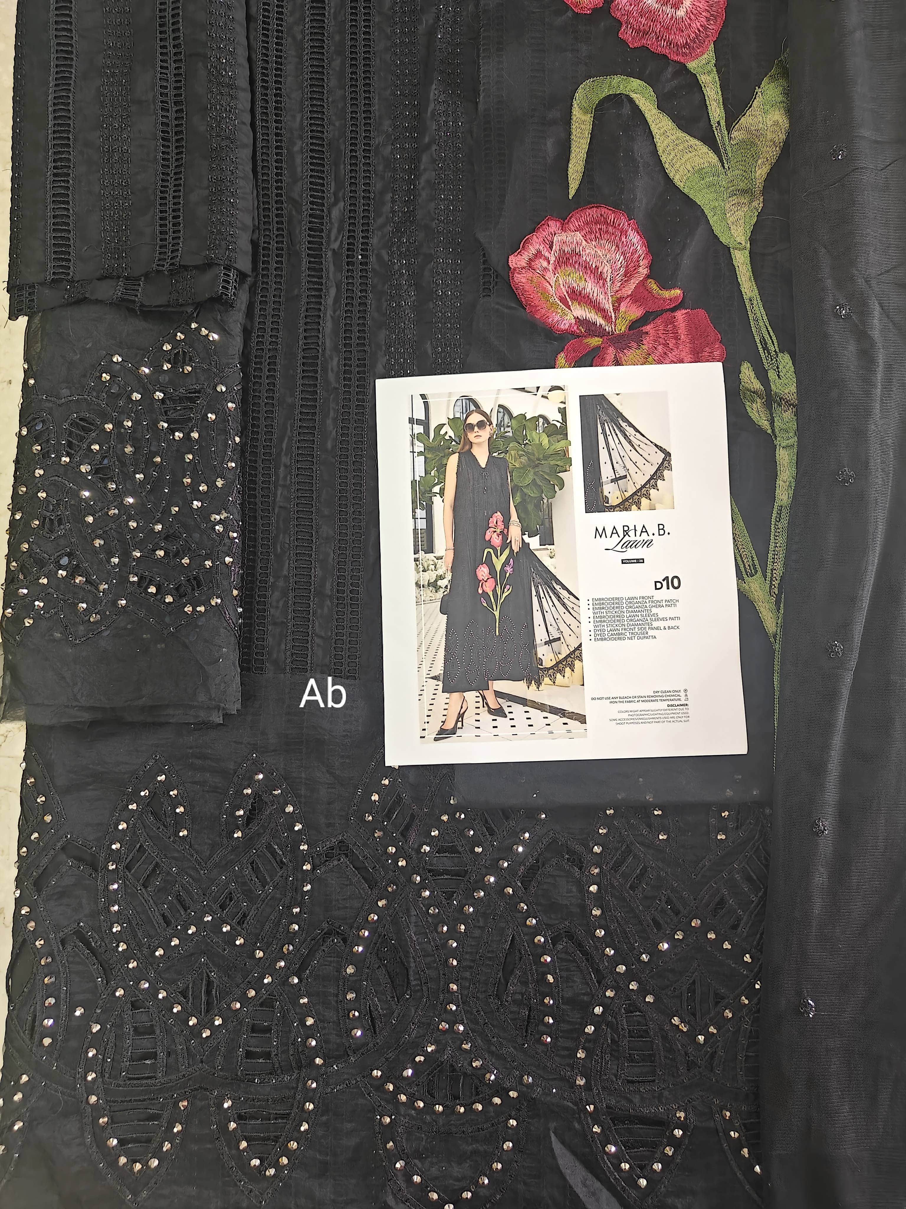Open Pic/Hot🔥Seller‼️ Maria B Luxury Lawn 26/Vol 2/D-10/Black
