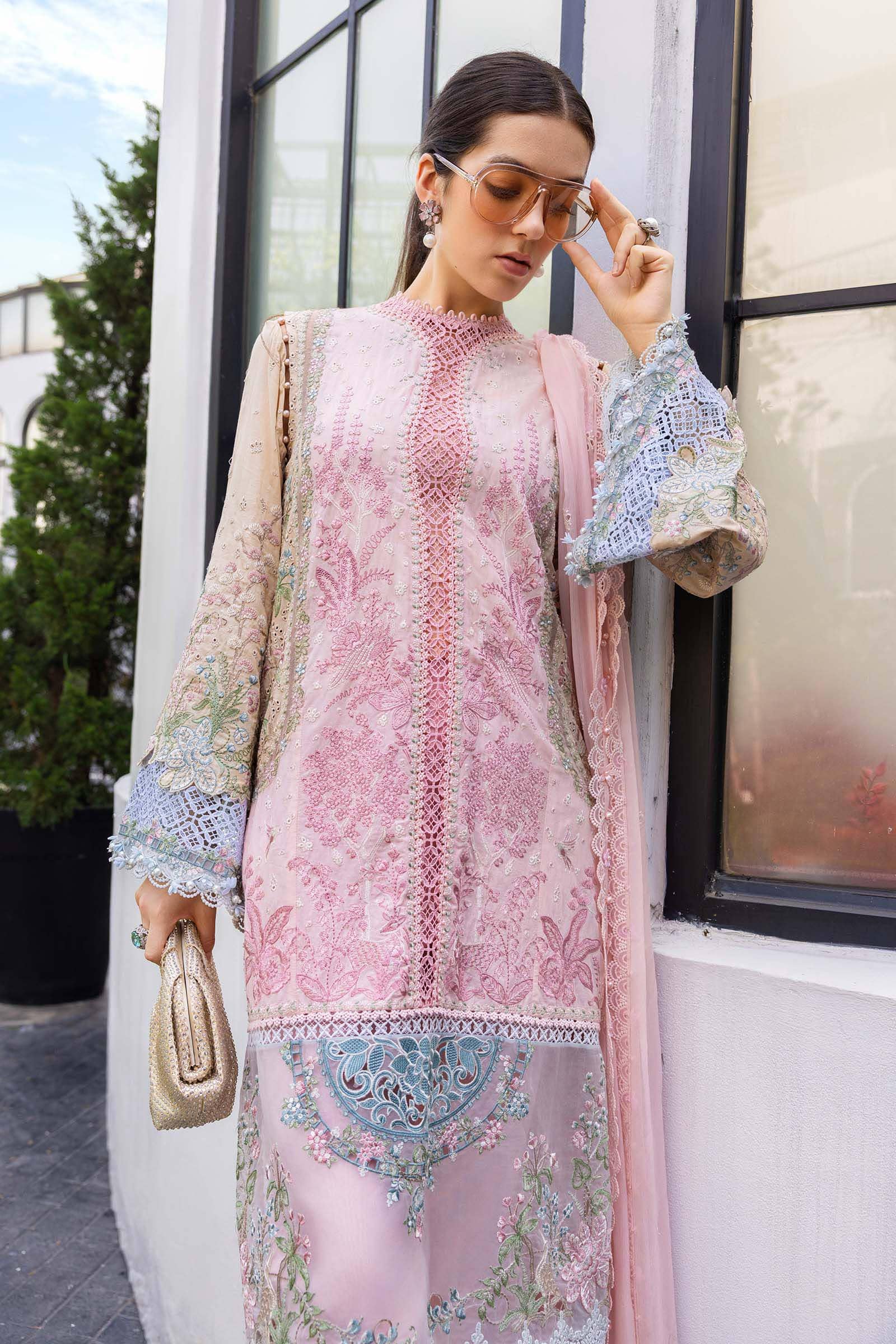Hot🔥Seller/Maria B Luxury Lawn 26/Vol 2/D-09/Pink