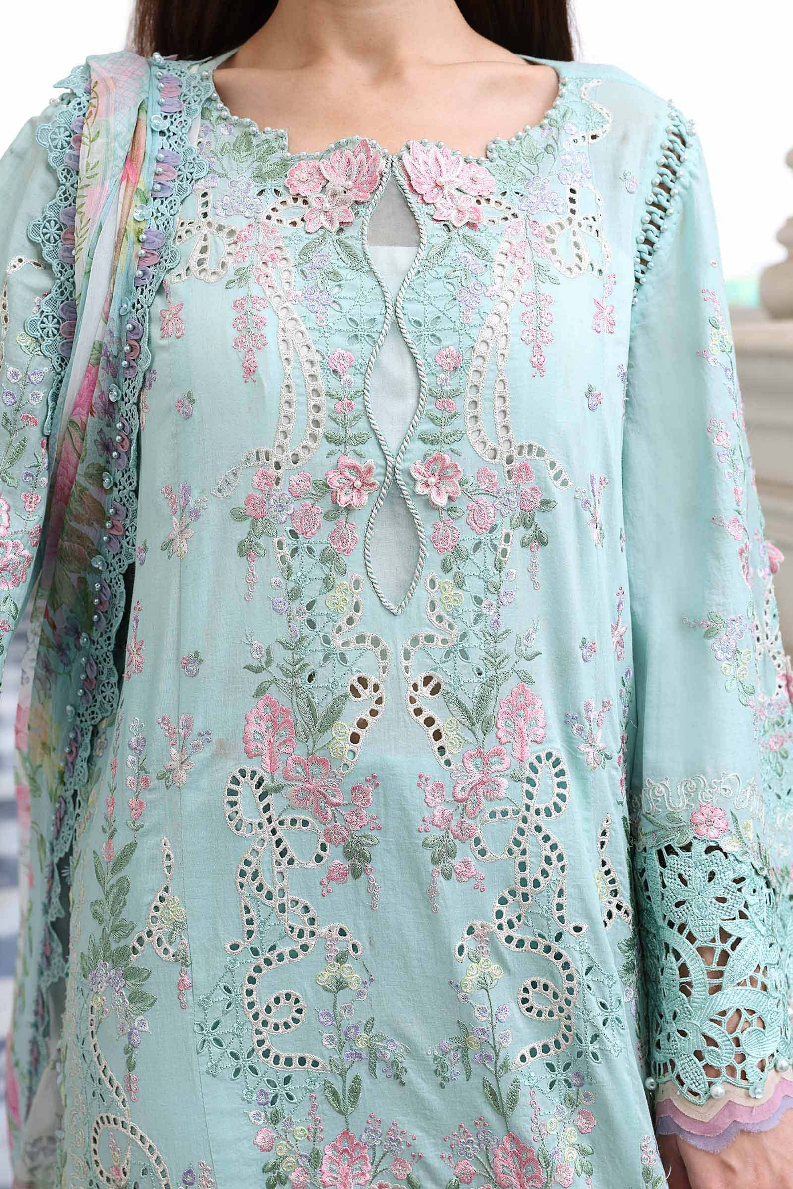 Hot🔥Seller/Maria B Luxury Lawn 26/Vol 2/D-15/Sky Blue