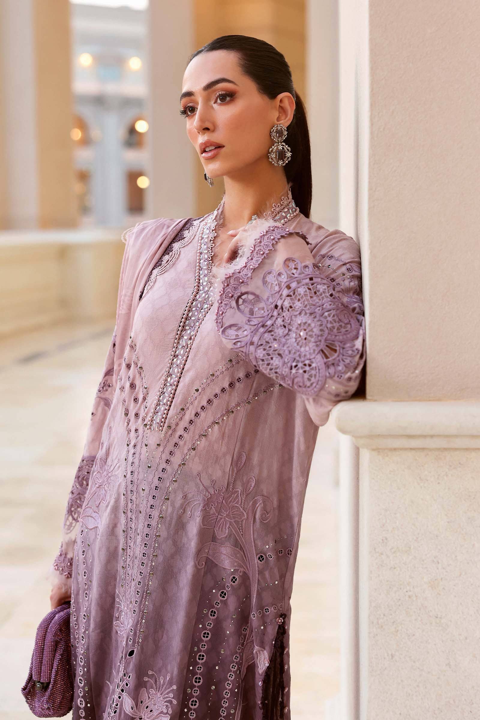 Restocked/Maria B Lawn 26/1B/Lilac & Dark Purple