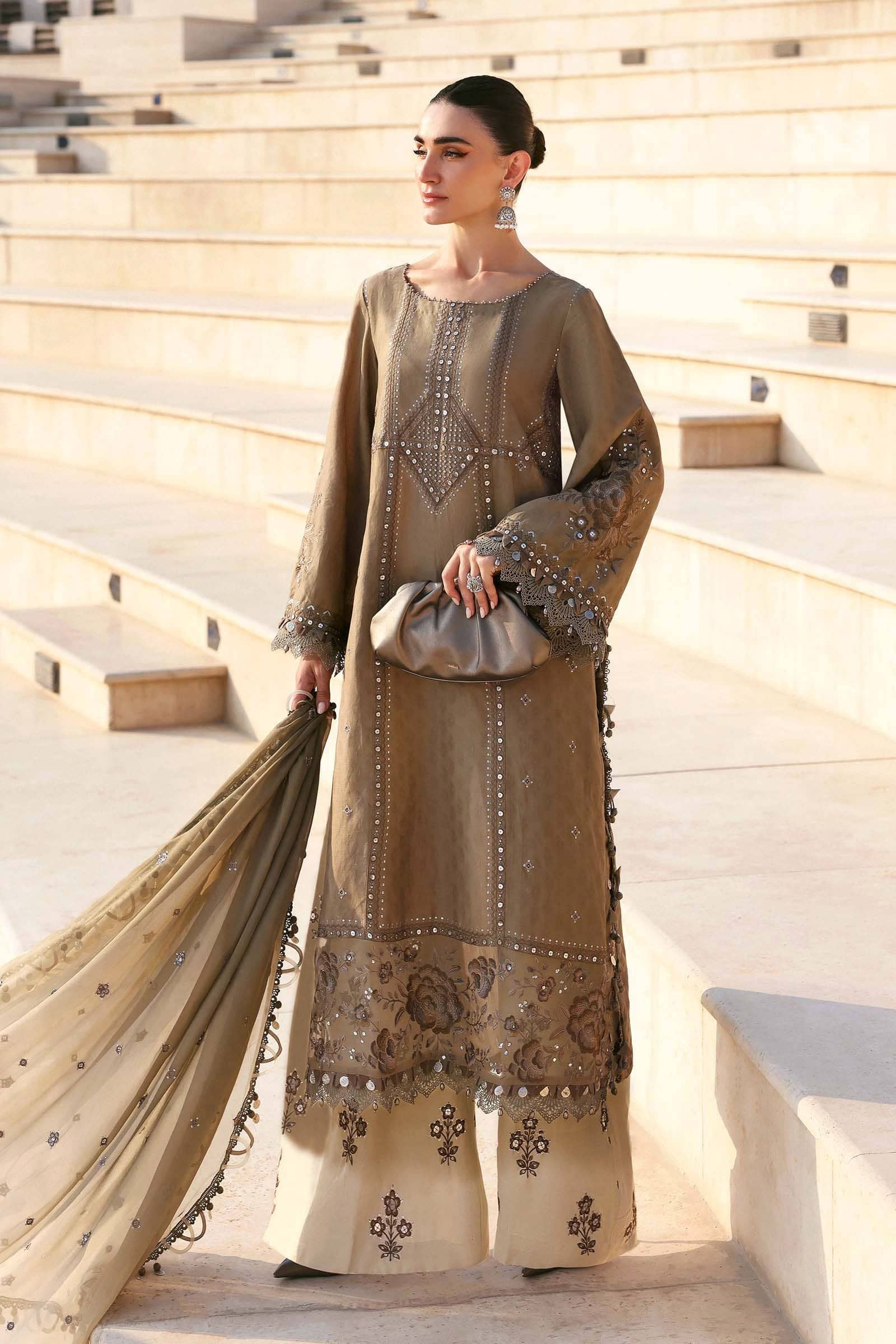 Maria B Lawn 26/2A/Beige&Off White