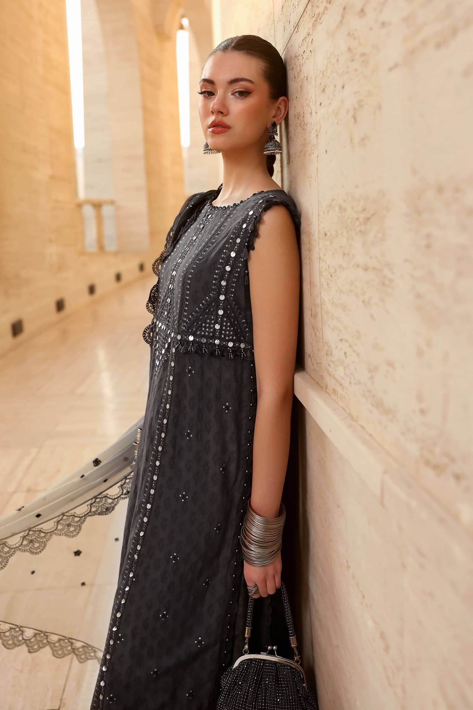 Maria B Lawn 26/2B/Navy & Coffee