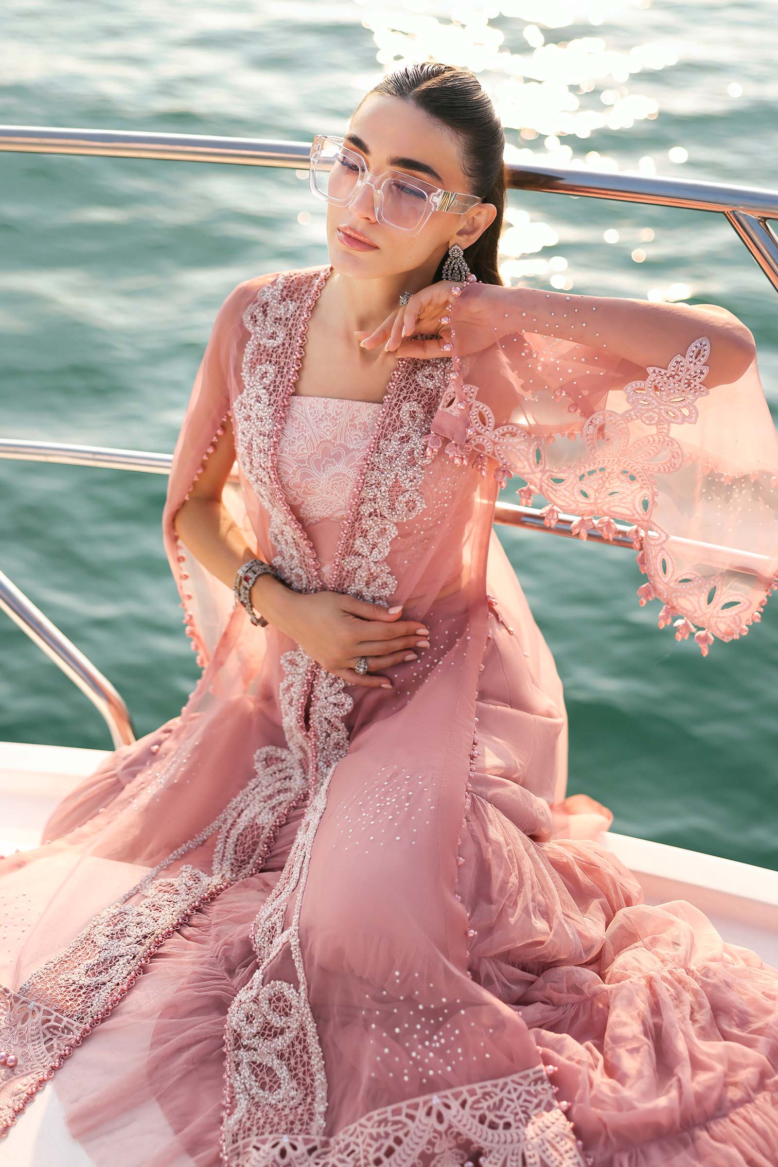 Restocked/Maria B Lawn 26/4B/Pink & Off White