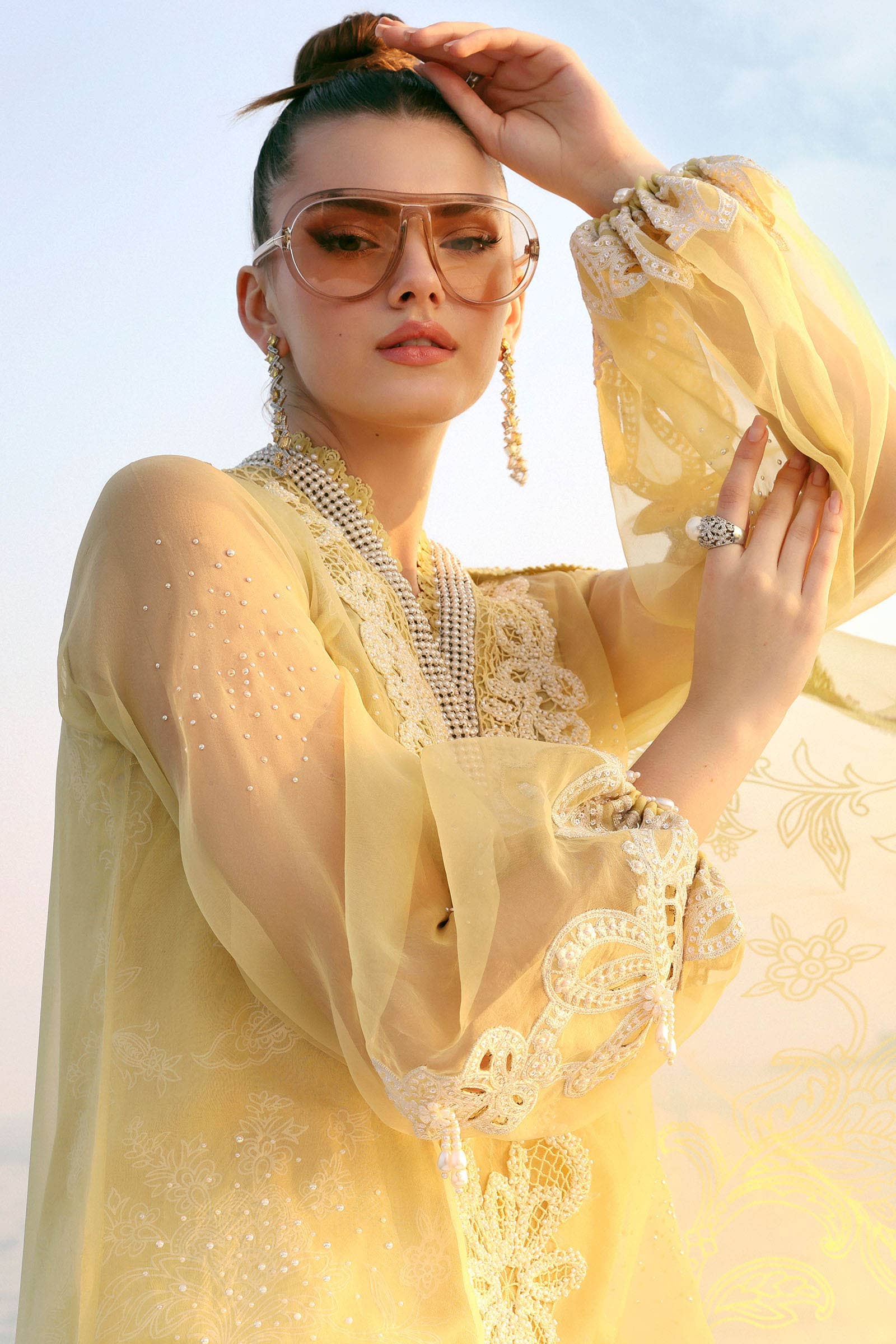 Restocked/Maria B Lawn 26/4B/Yellow & Off White