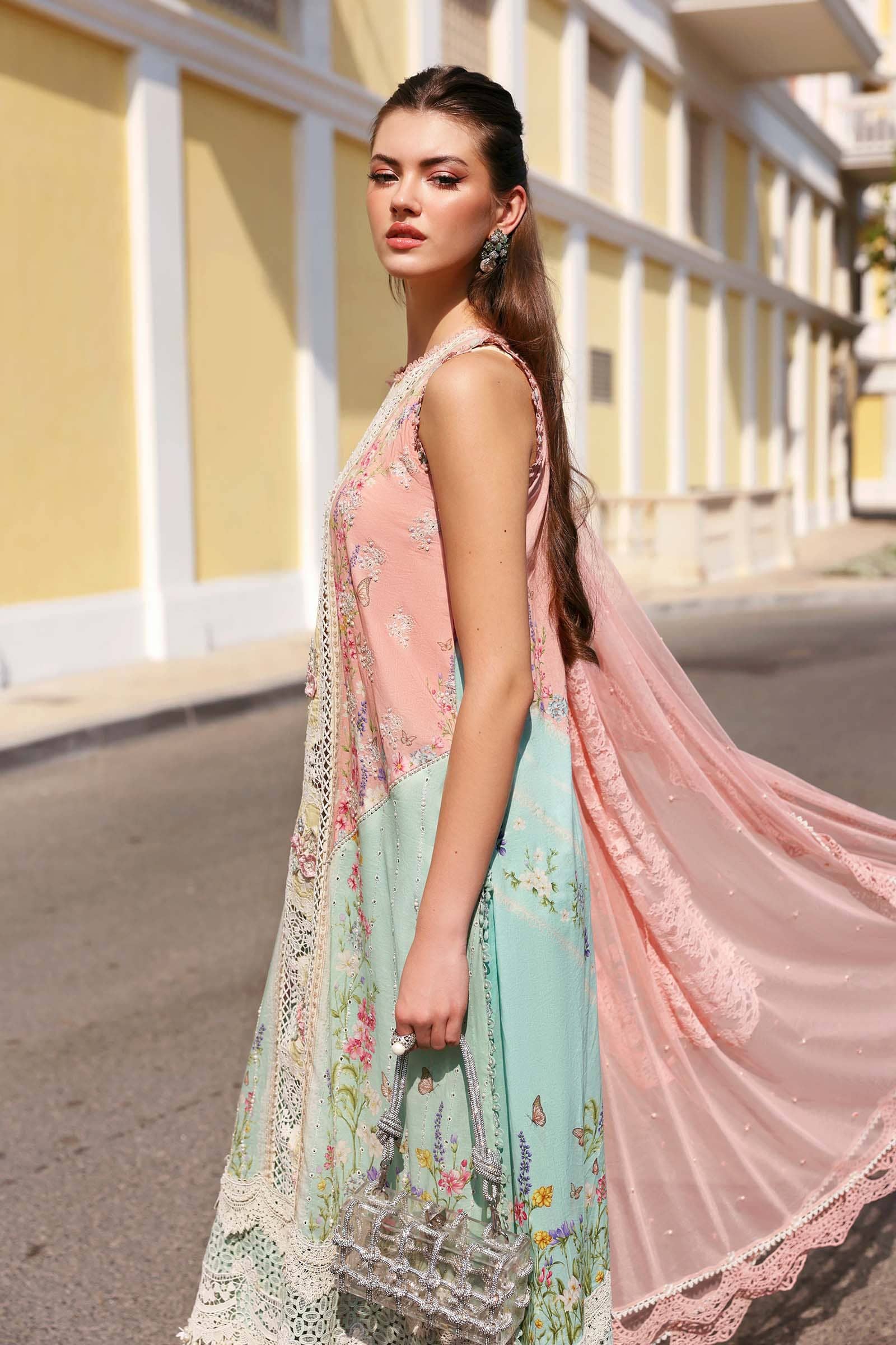 Restocked/Maria B Lawn 26/6A/Pink & Aqua