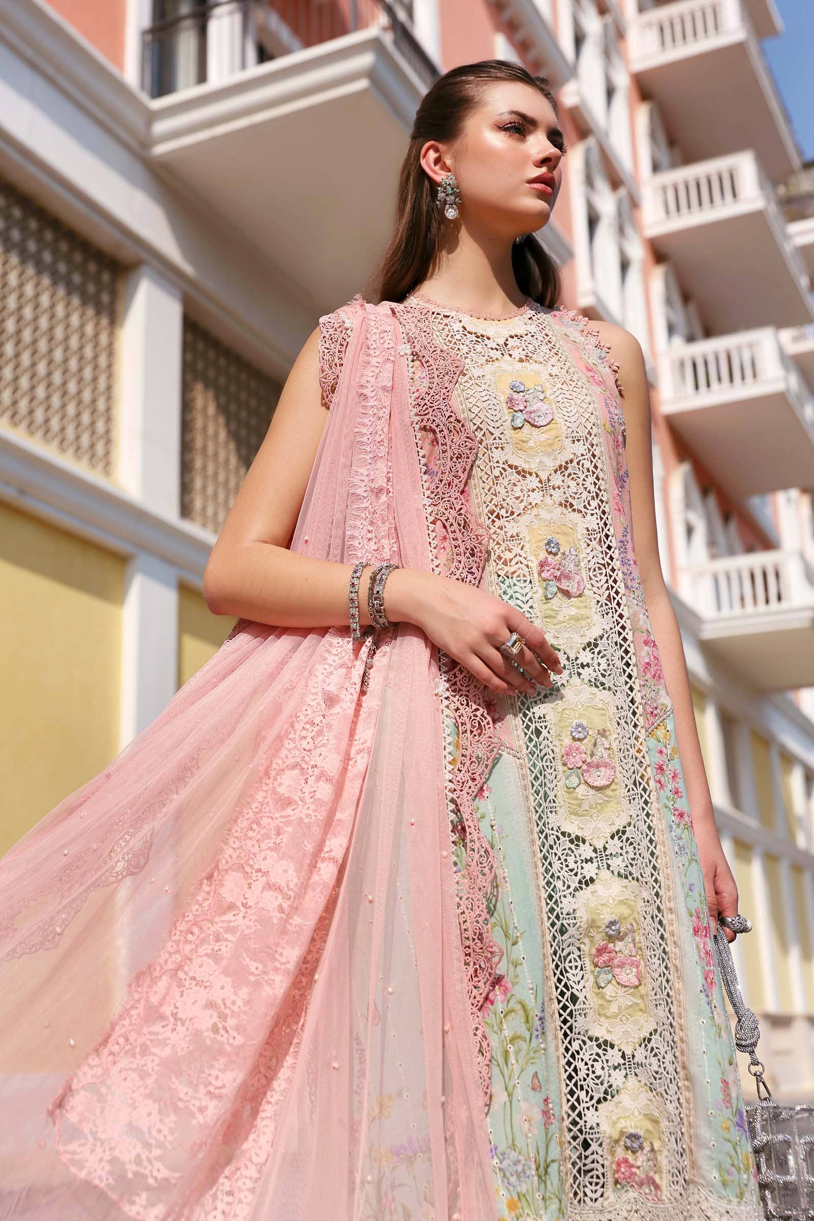 Restocked/Maria B Lawn 26/6A/Pink & Aqua